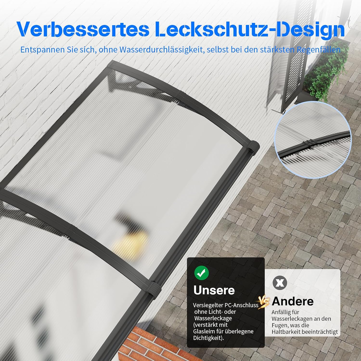 Detalle 2 de Fenstervordach 300x100 cm aus Polycarbonat
