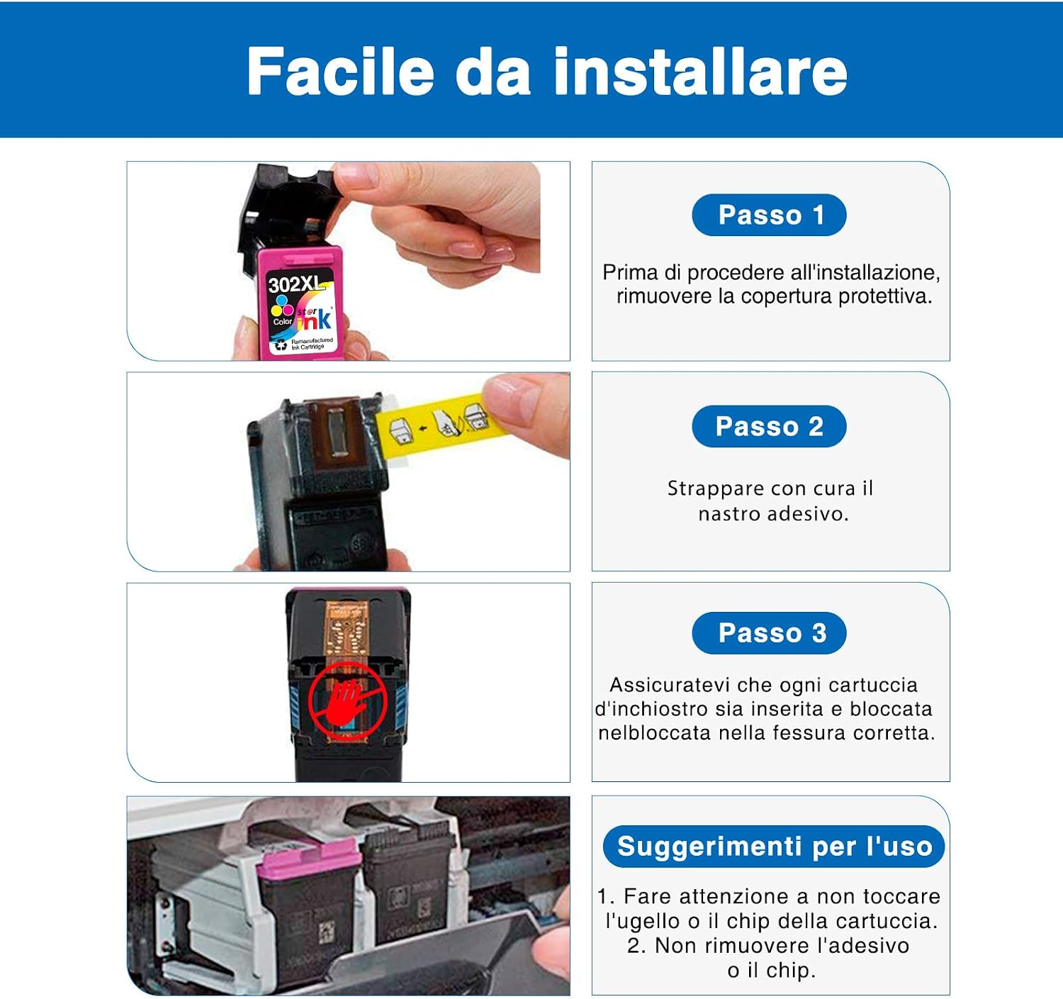 Detalle 2 de Starink 302XL Cartucce d'inchiostro Rigenerato per HP 302 XL Nero e Colore – Compatibilità ampia