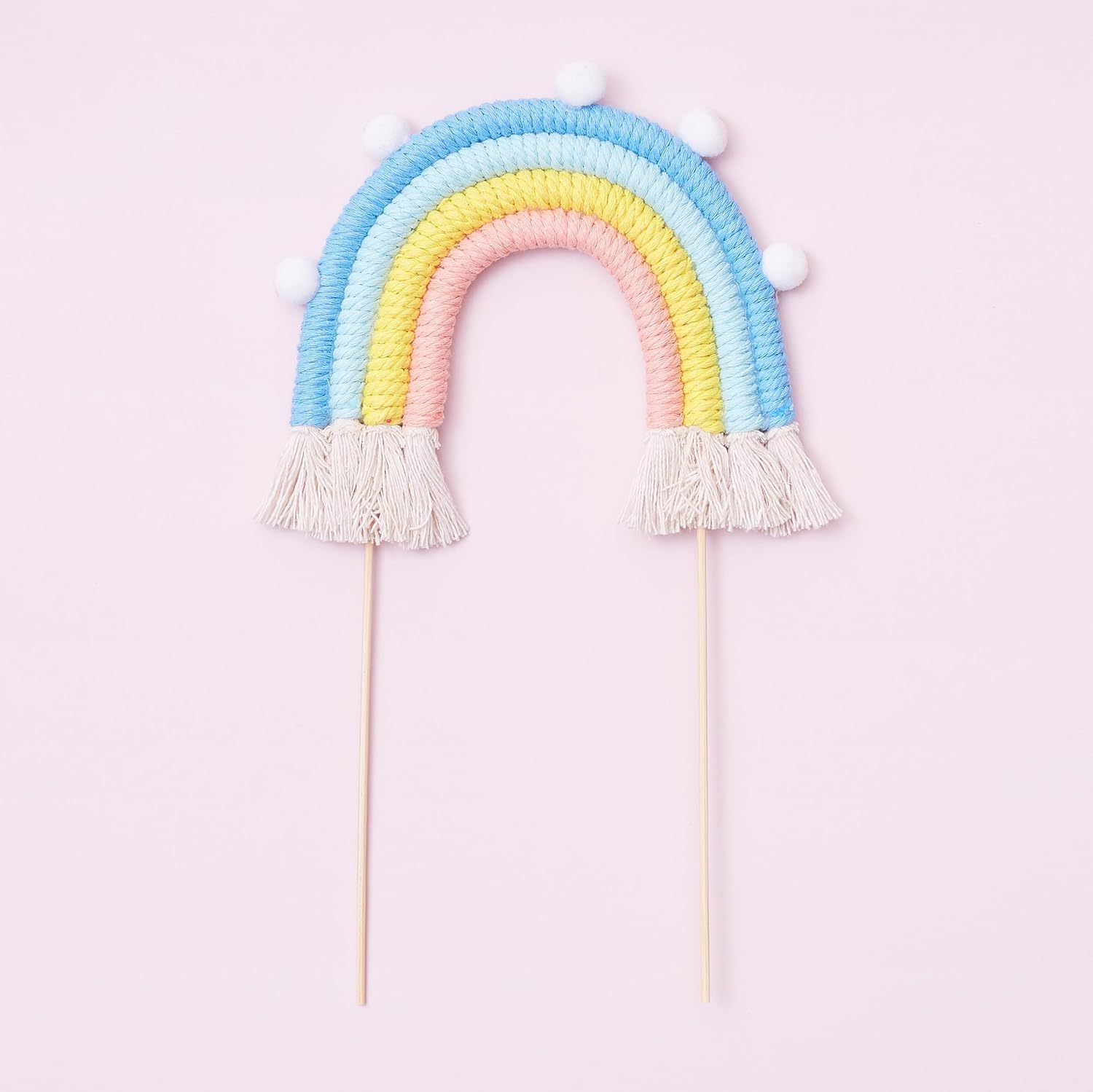 Thumbnail 4 de The Baked Studio Boho Braided Rainbow and Cloud Cake Topper (Pastel Blues)