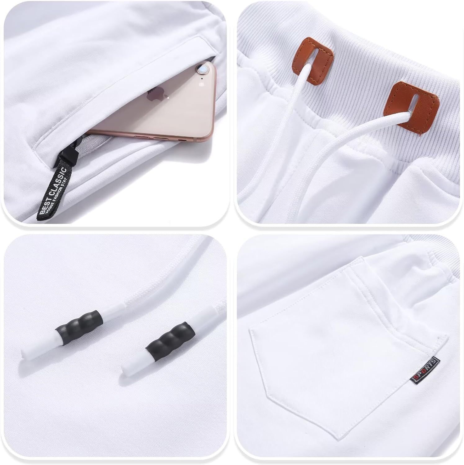 Thumbnail 3 de QPNGRP Men's Casual Shorts with Drawstring and Zipper Pockets