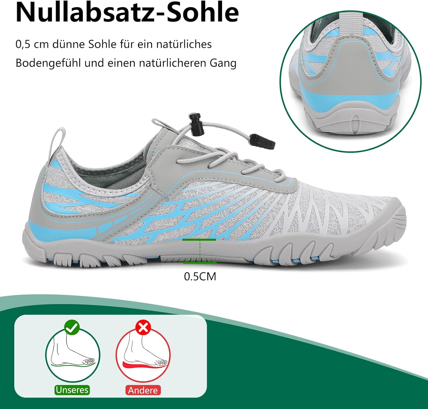 Thumbnail 3 de SAGUARO Damen Barfußschuhe leicht & atmungsaktiv – schnell trocknende Badeschuhe mit breiter Zehenbox (Gr. 35–43)