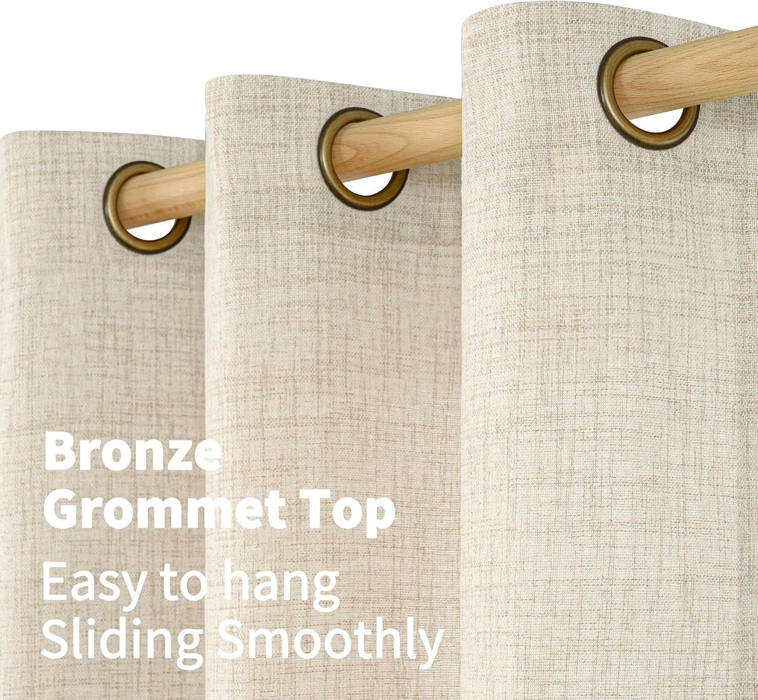 Detalle 2 de YoungsTex Linen-Blend Curtains, 52 x 54 Inches