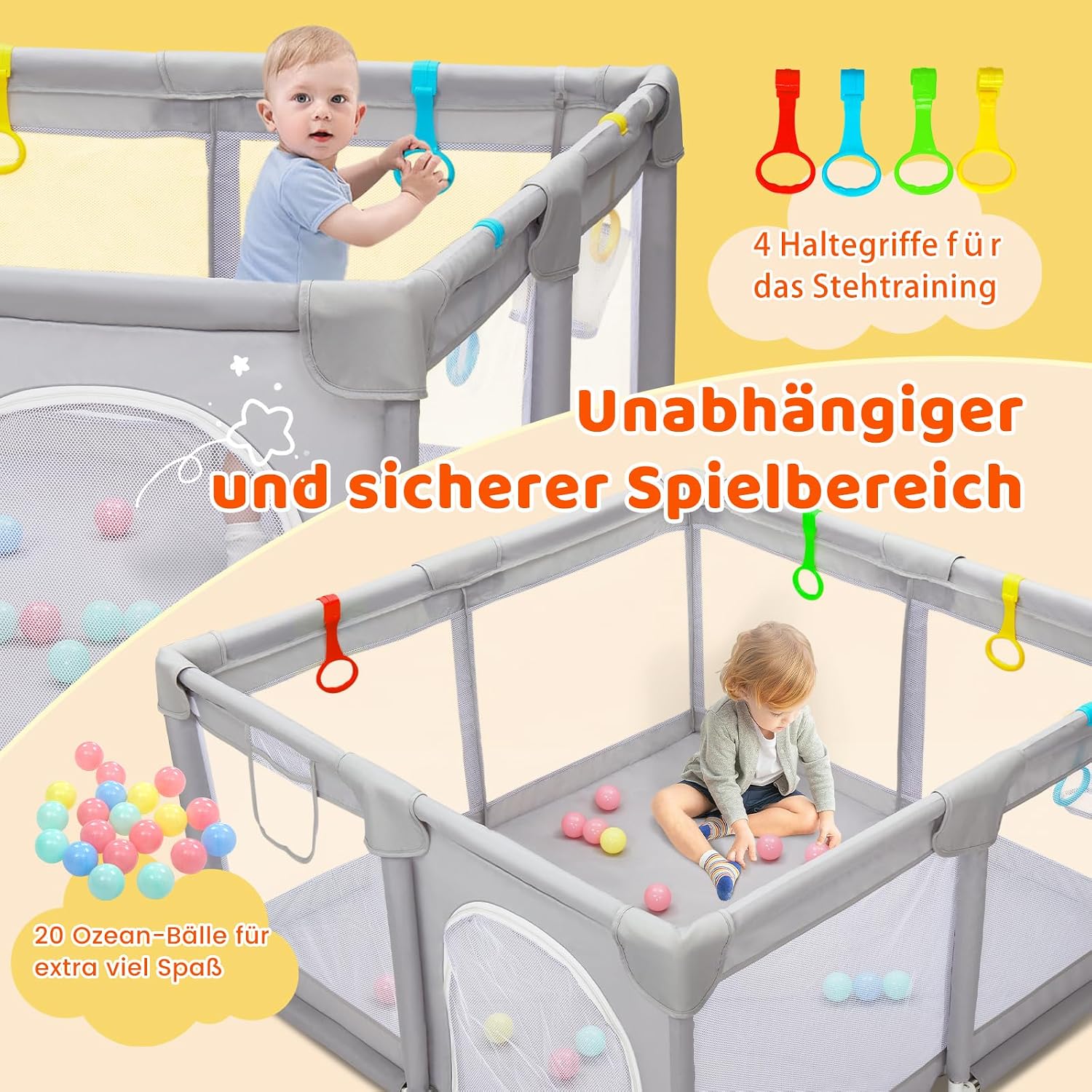 Thumbnail 5 de CHOLY Laufstall Baby 128x128 cm Laufstall