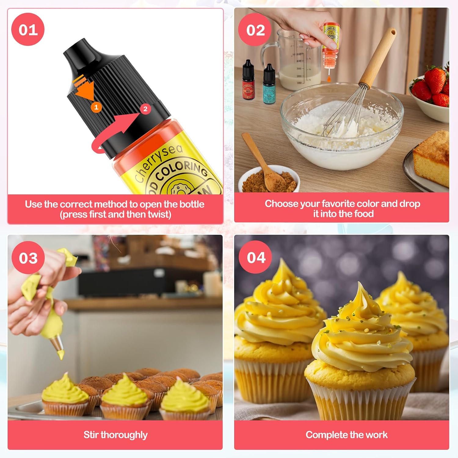 Thumbnail 2 de Cherrysea Liquid Food Coloring, 7-Color Gluten-Free Baking Dye Set