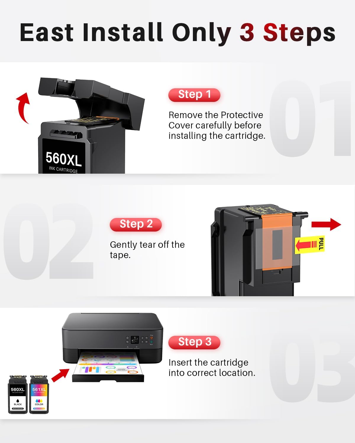 Thumbnail 5 de Halloya 560XL/561XL Ersatzpatronen-Set für Canon TS5350/TS7450 – Schwarz + Farbe, 2er-Pack