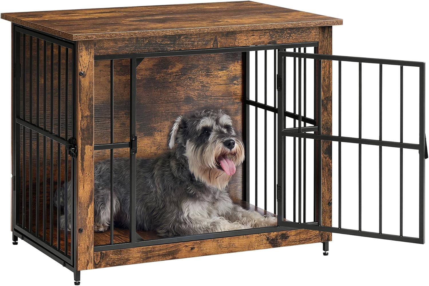 Feandrea Meuble Cage pour Chien – Table d’appoint 2 en 1, fond plein, 80x55x64 cm, pour chiens jusqu’à 20 kg