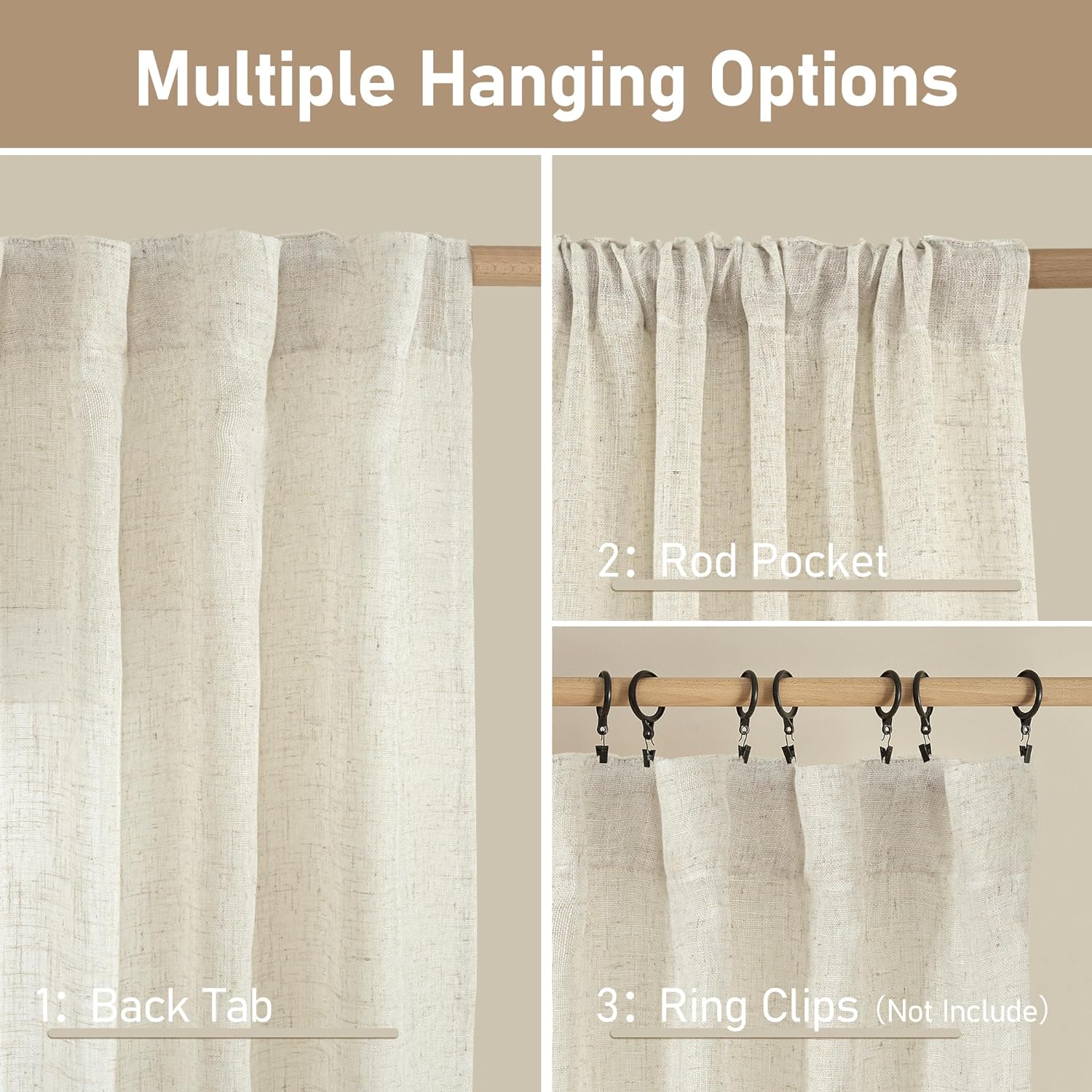 Detalle de LAMIT Kitchen Window Curtains 34 x 36 Inch