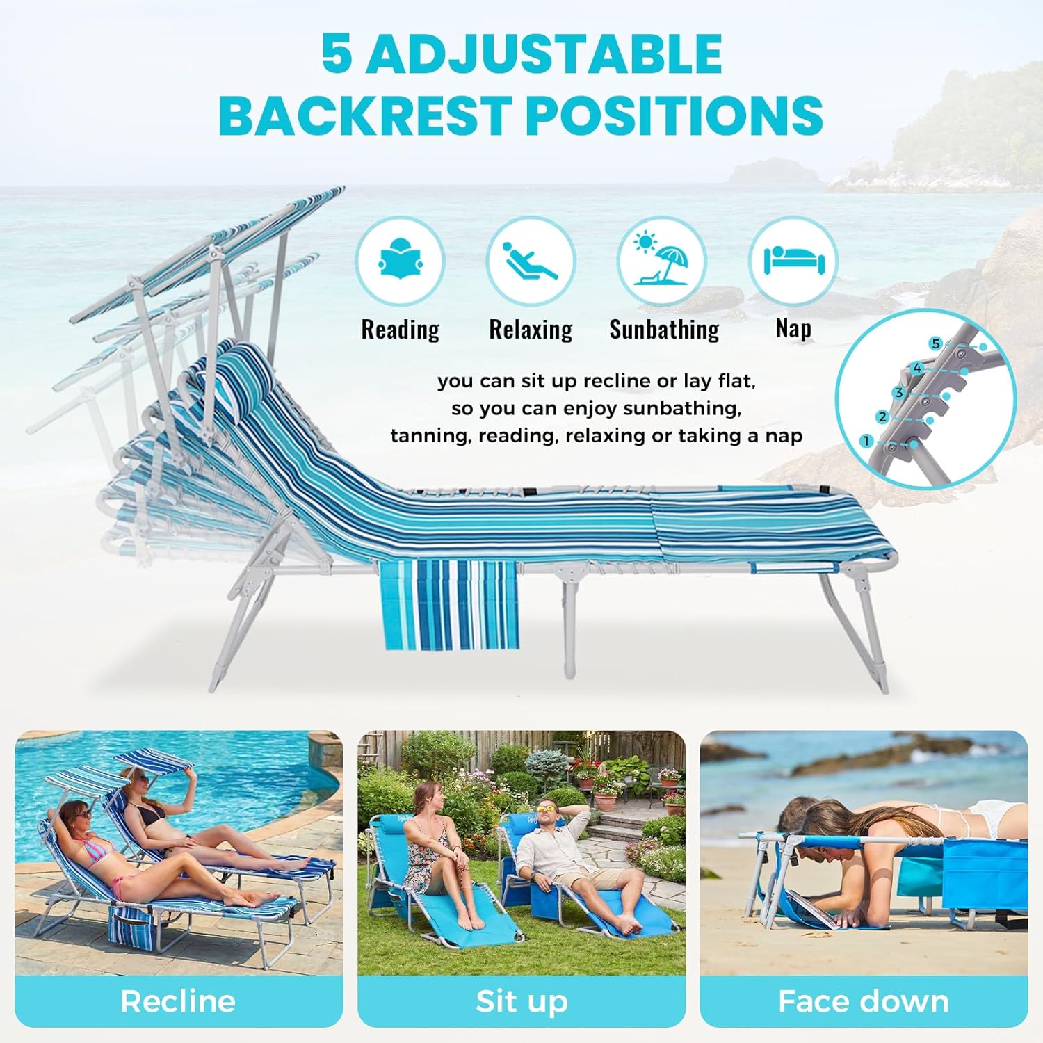 Thumbnail 4 de WEJOY 3-in-1 Tanning Chair 300 lb