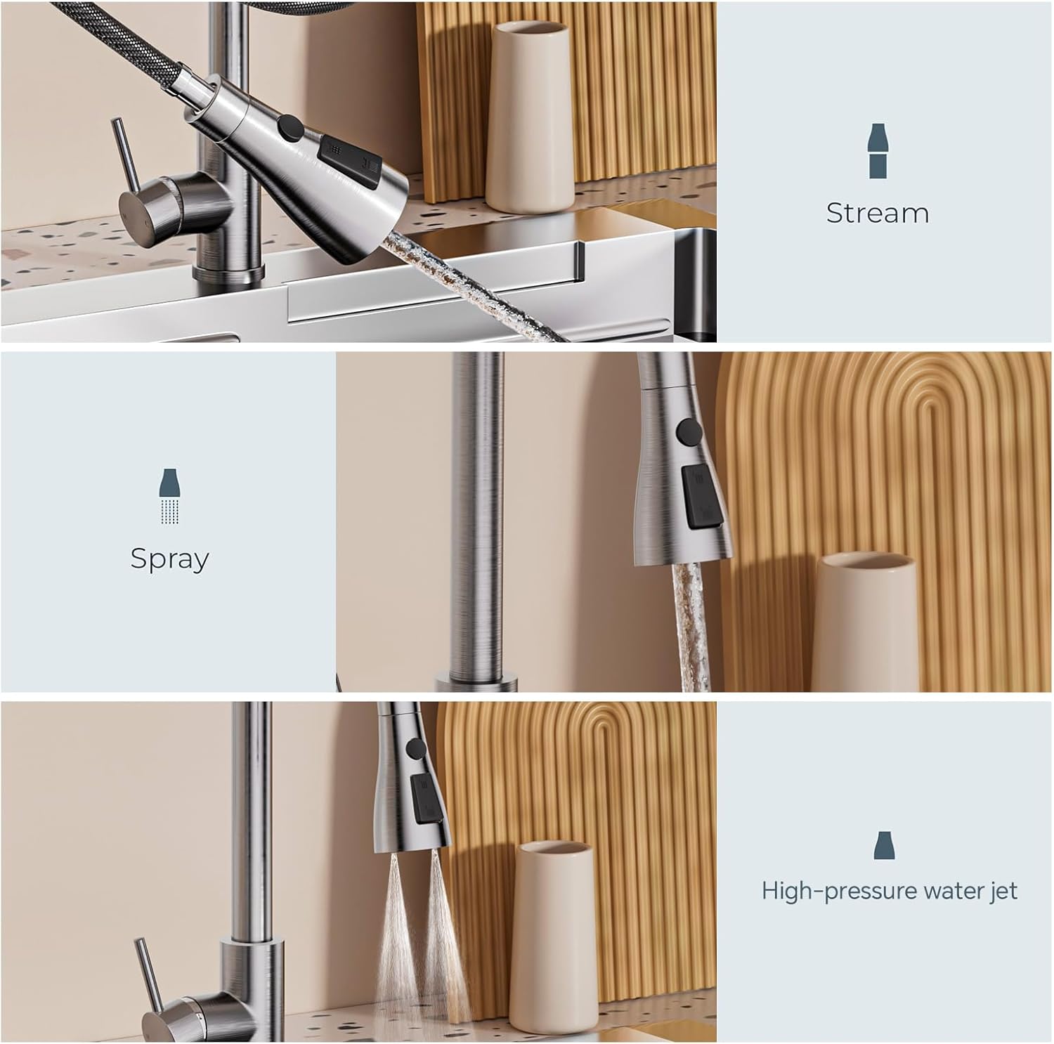 Thumbnail 2 de WLTEDRGO Brushed Stainless Kitchen Tap 45cm Hose