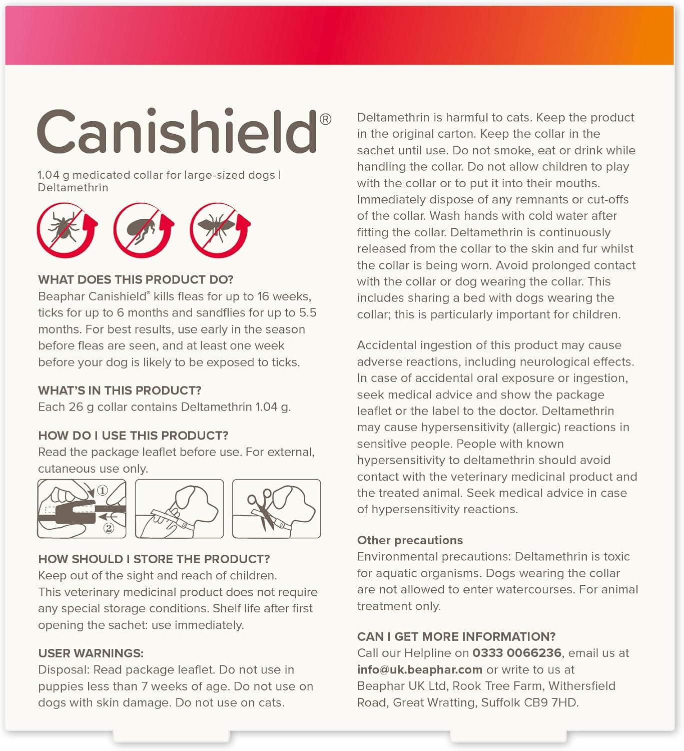 Detalle de Beaphar Canishield Medicated Flea & Tick Collar for Large Dogs