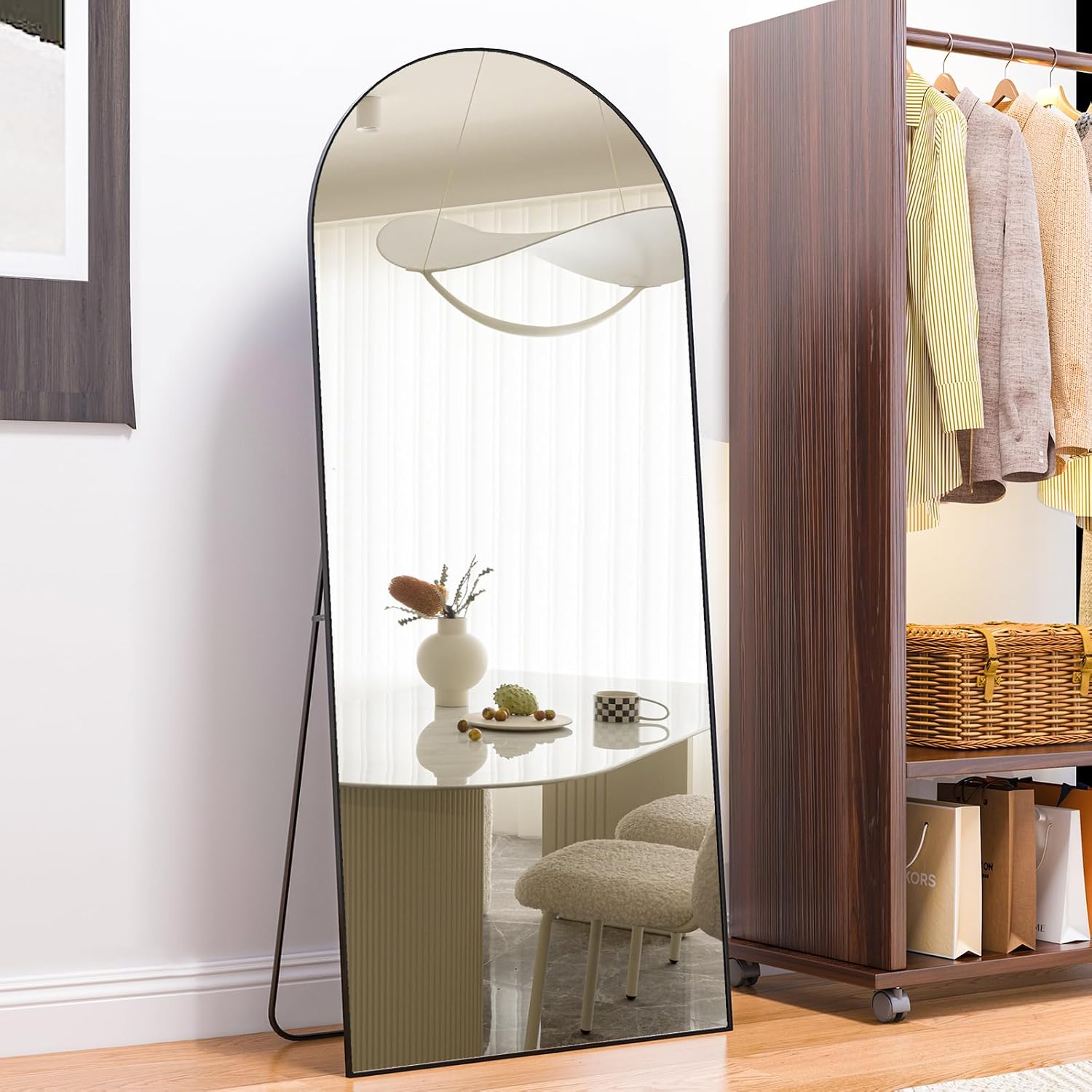 Thumbnail 4 de NEUWEABY Arched Floor Mirror, 65" x 24", Black Aluminum Frame