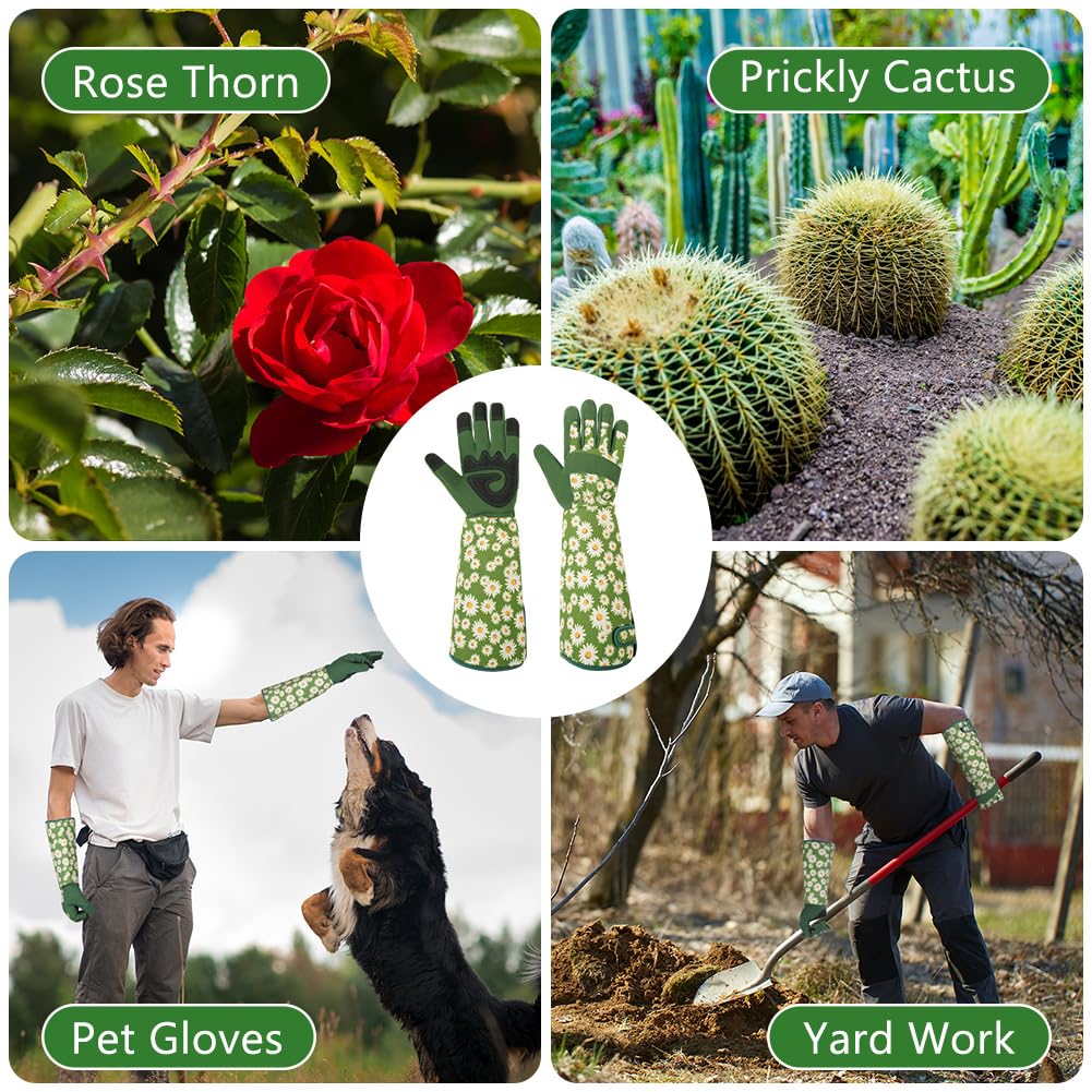 Thumbnail 6 de Ainiv Long Gardening Gloves for Women (Green Thorn Proof) – Protective lightweight gardening gloves, Large