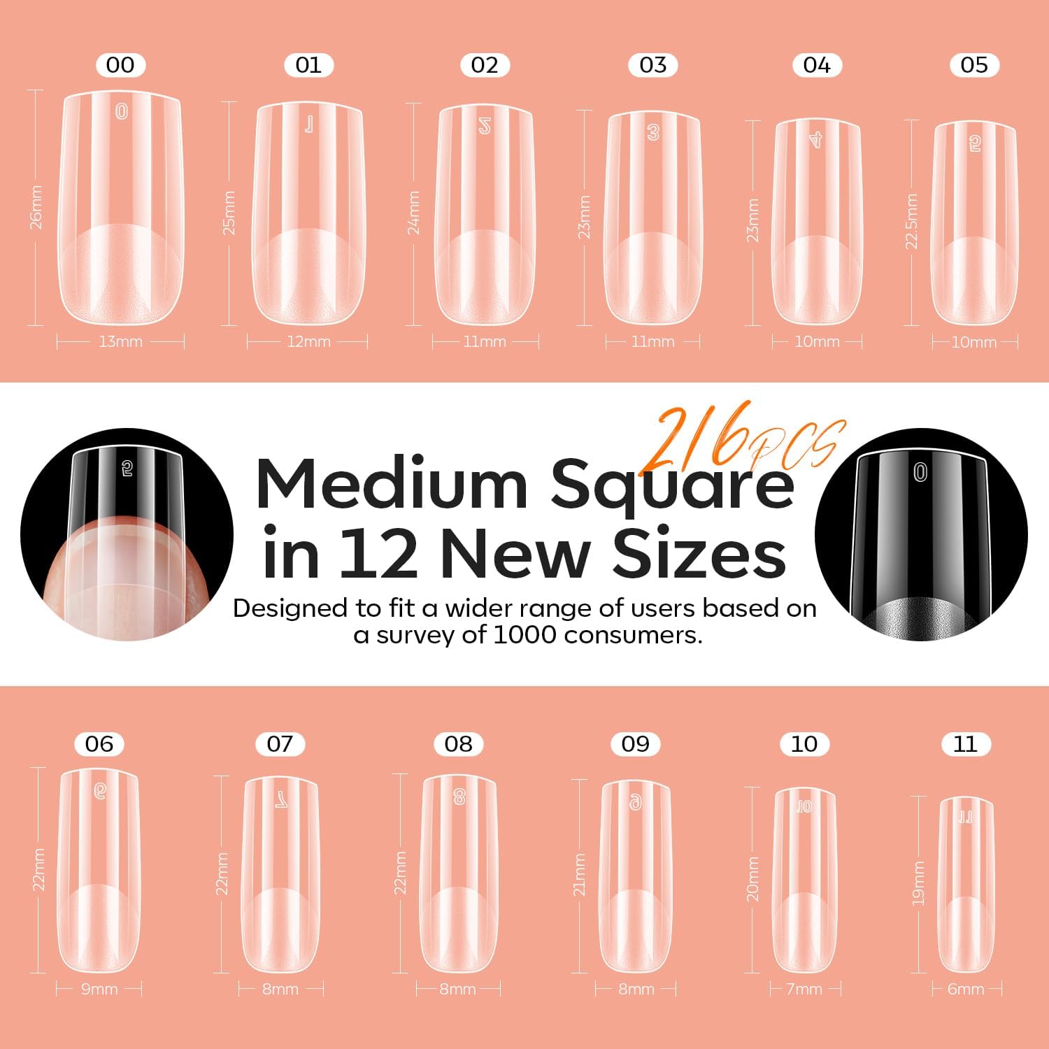 Thumbnail 5 de Modelones X Nail Gel Kit Medium Square: 9-in-1 Glue Gel, 216 Tips, Mini UV Lamp