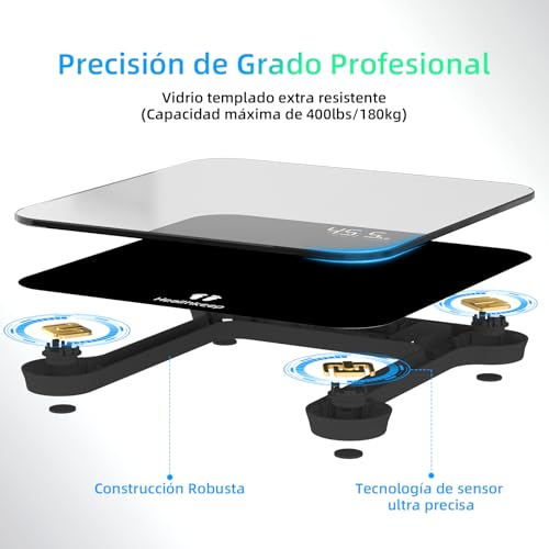 Thumbnail 1 de Healthkeep báscula de baño digital con pantalla LED y tecnología Step-On (hasta 180 kg), negra
