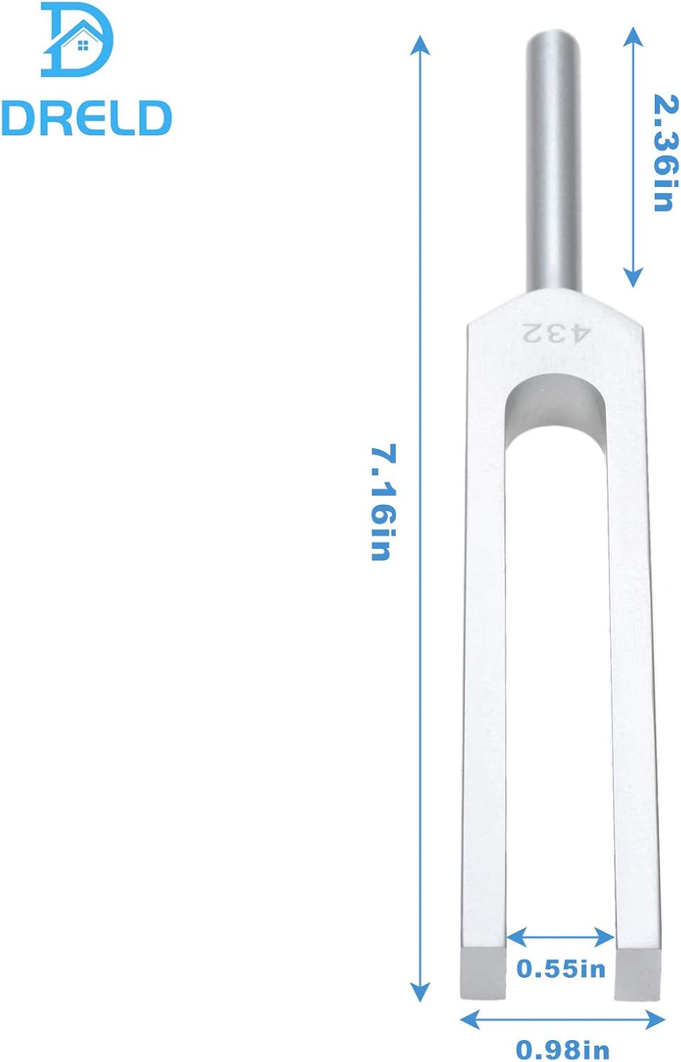 Detalle de DRELD 432 Hz Stimmgabel – Aluminiumlegierung, Silikonhammer und Samtbeutel