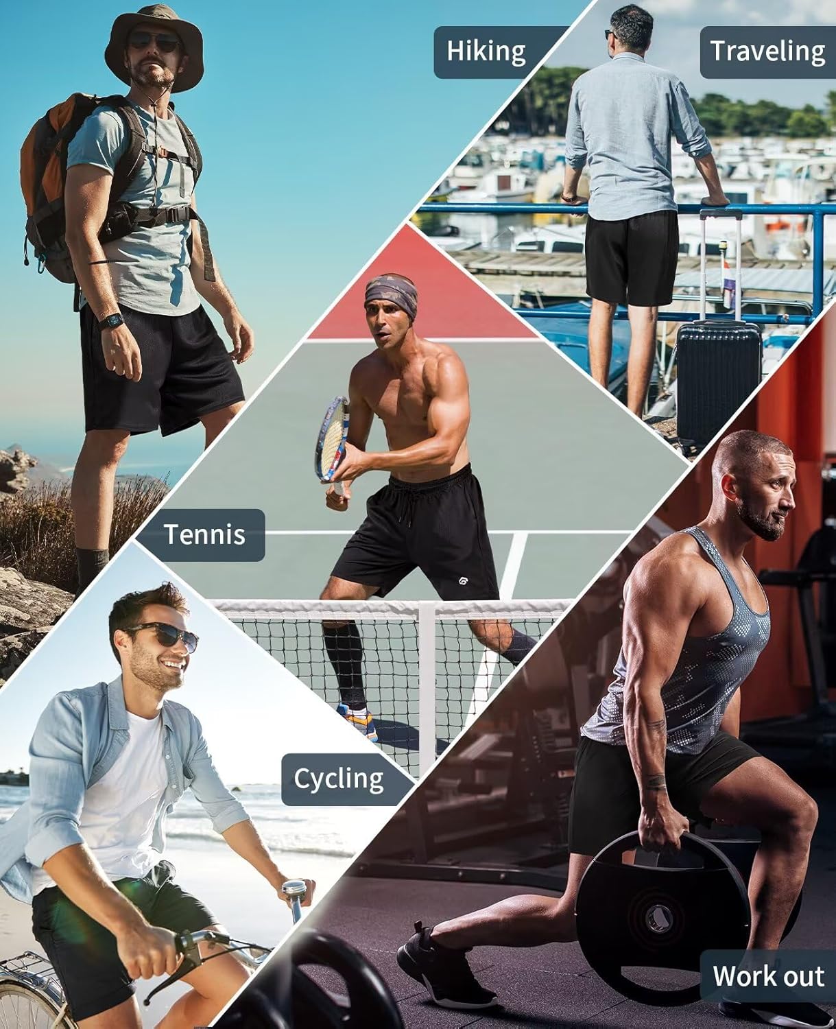 Thumbnail 1 de lomsoe 5 Pack Gym Shorts Men 5 Inch Quick Dry Mesh Shorts with Pockets