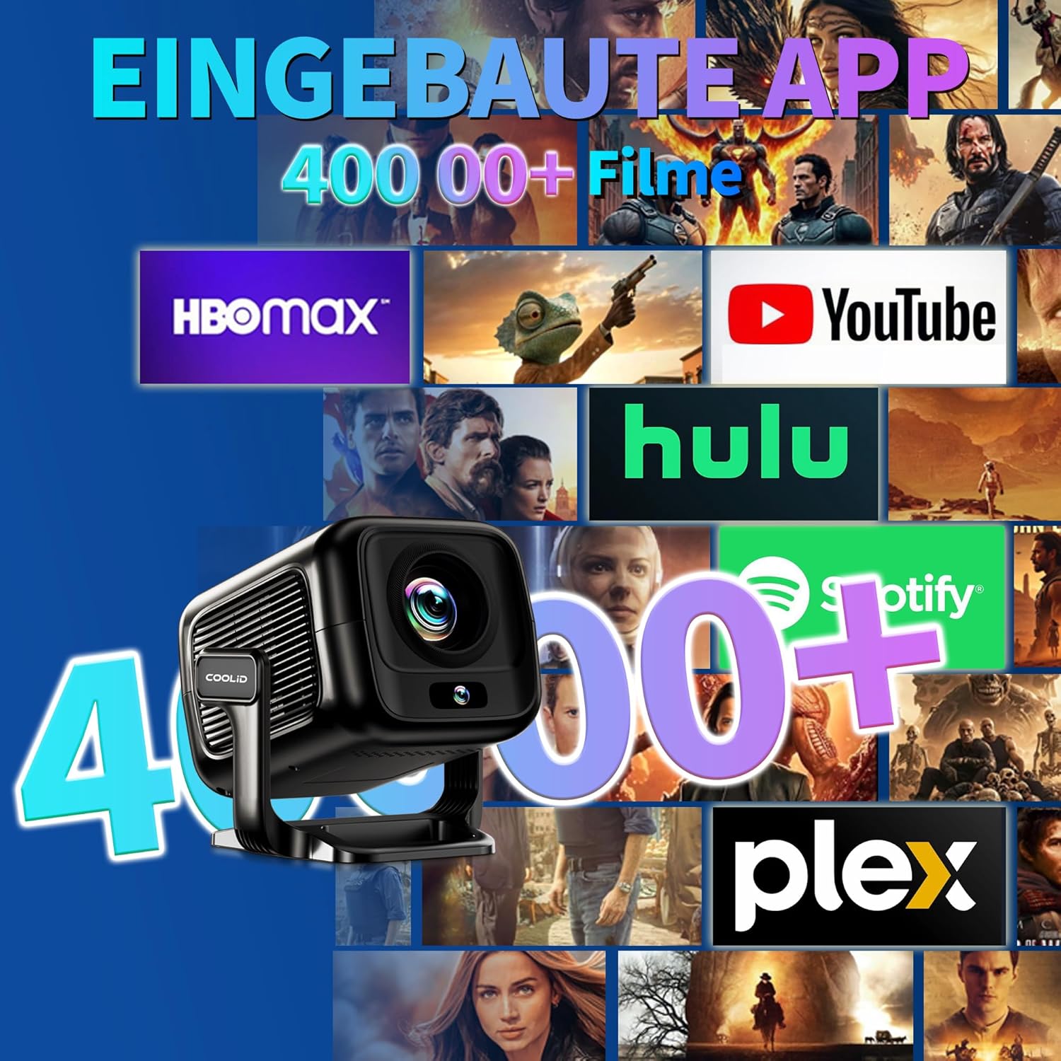 Thumbnail 2 de [Autofokus & 2026 Upgraded] Mini 4K-Beamer mit 5G WiFi 6 und Bluetooth 5.4 (tragbar, Schwarz)