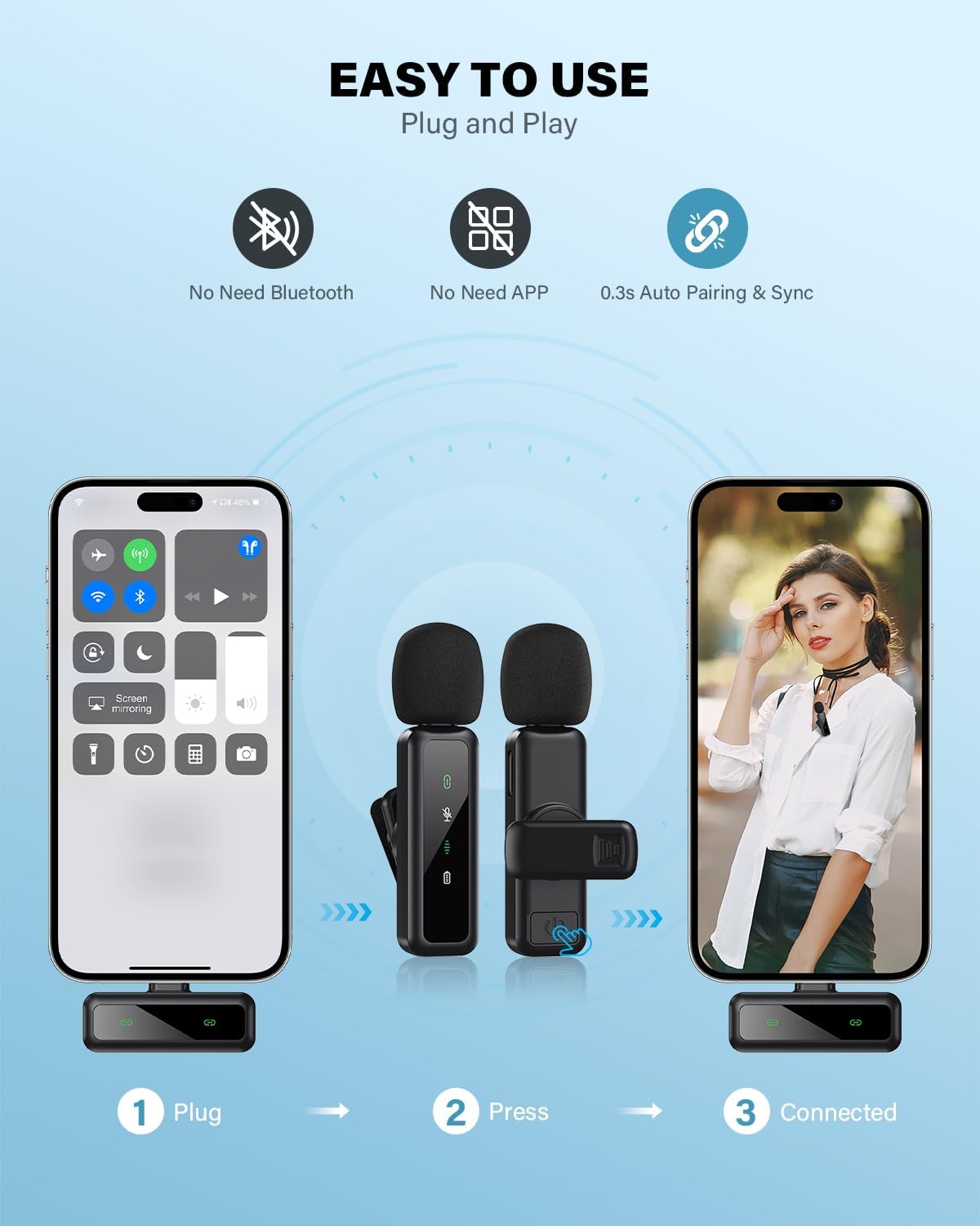 Detalle 1 de Wireless Lavalier Microphone, 2-Pack
