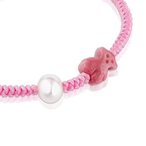 Detalle de TOUS Pulsera de Cordón para Mujer Tibet: rodonita y perlas cultivadas (0,6 cm) en Longitud 12–15,5 cm