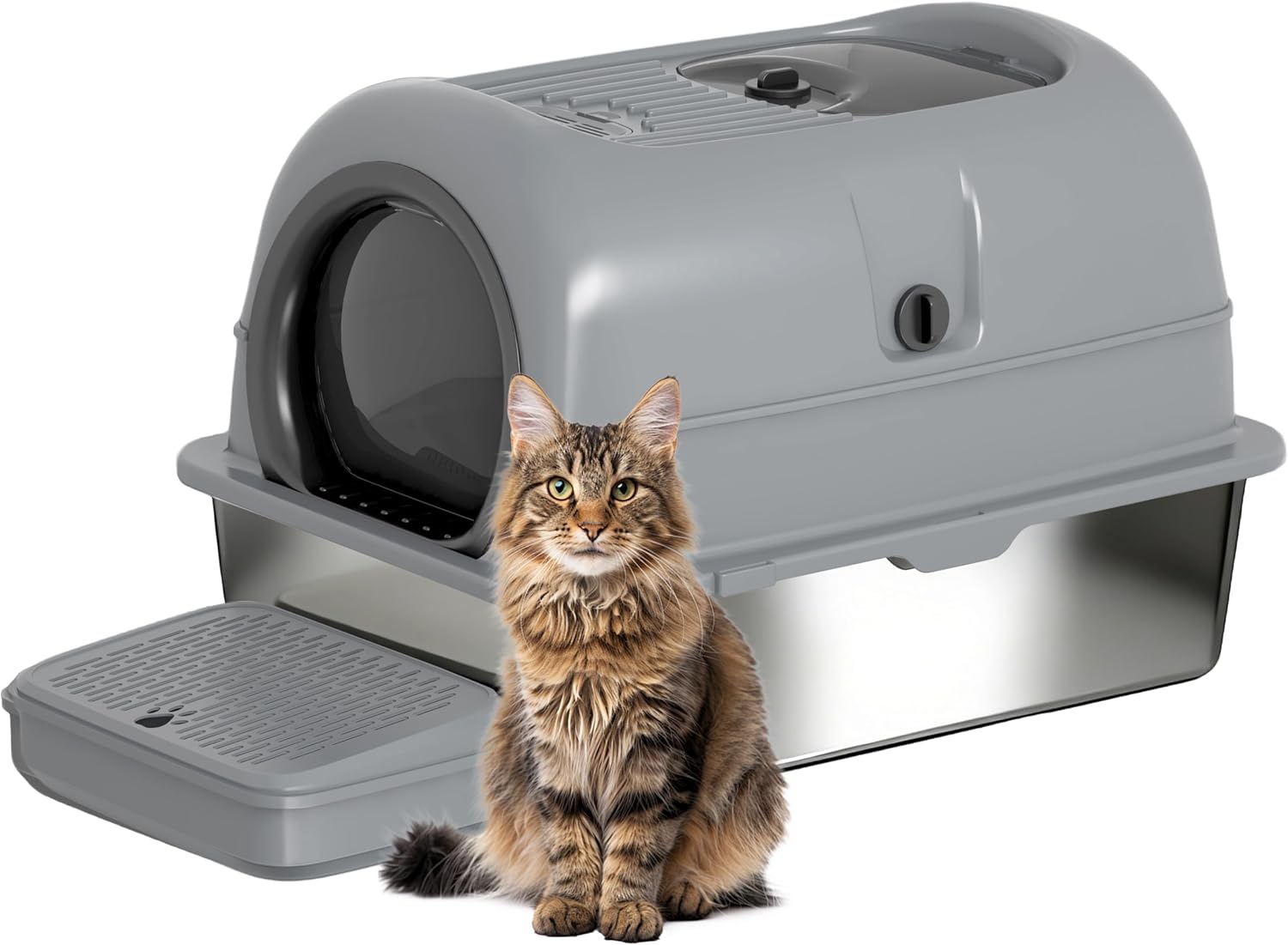 Detalle de CuddPaw Stainless Steel Cat Litter Box, Nonstick Basin