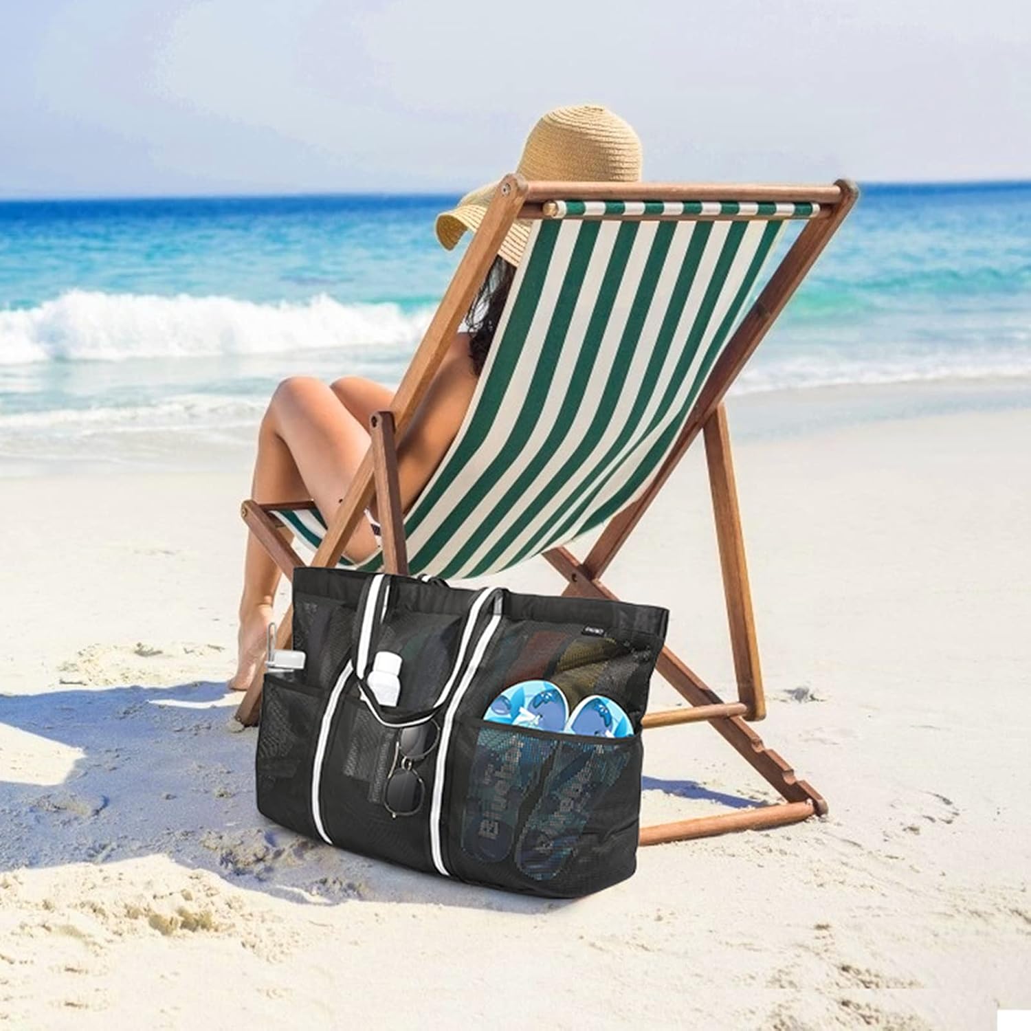 Thumbnail 1 de GAGAKU Sac de voyage extra large et sac en filet pliable – idéal plage, été et shopping