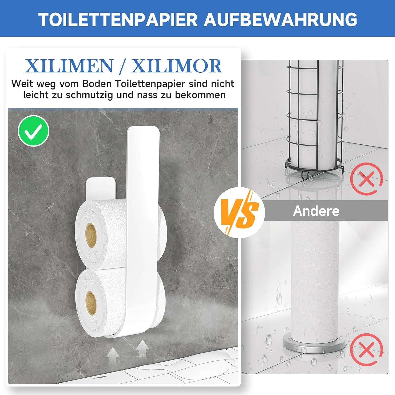 Detalle de Toilettenpapier Aufbewahrung für 3 Rollen