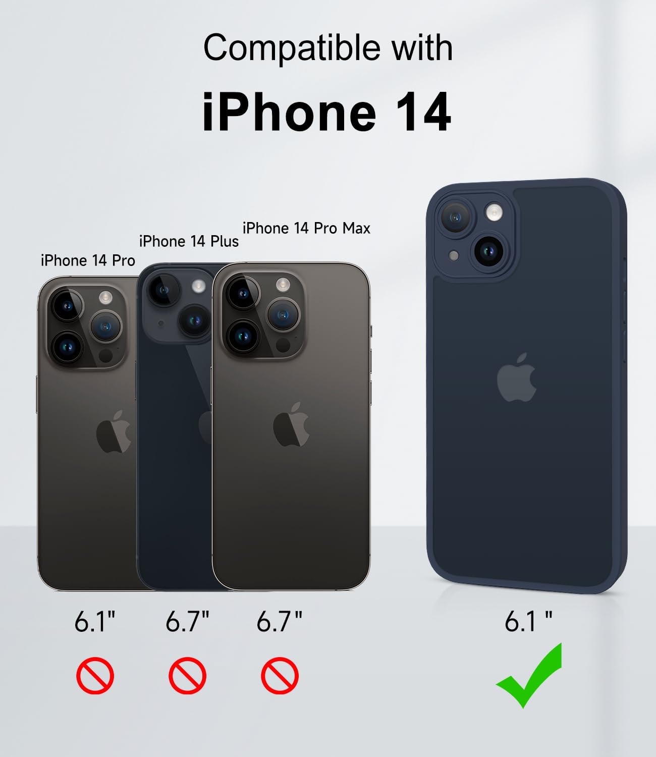 Thumbnail 5 de Mootobo for iPhone 14 Case (6.1 inch) – Matte Translucent Back, 360° Shockproof Protection