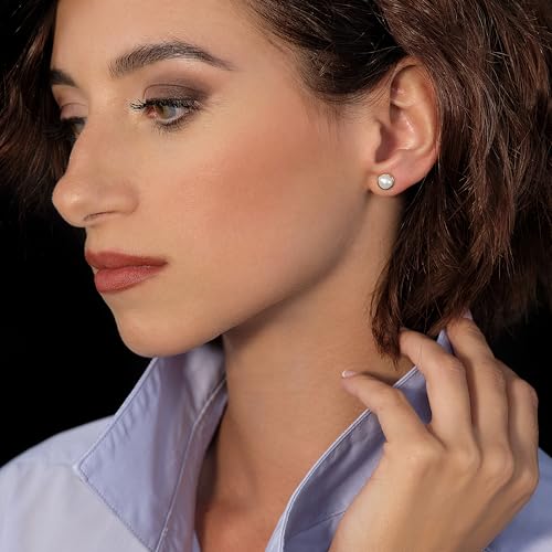 Detalle 2 de Orecchini Miore da donna con perle d'acqua dolce bianche in oro giallo 9K (375) – chiusura al lobo