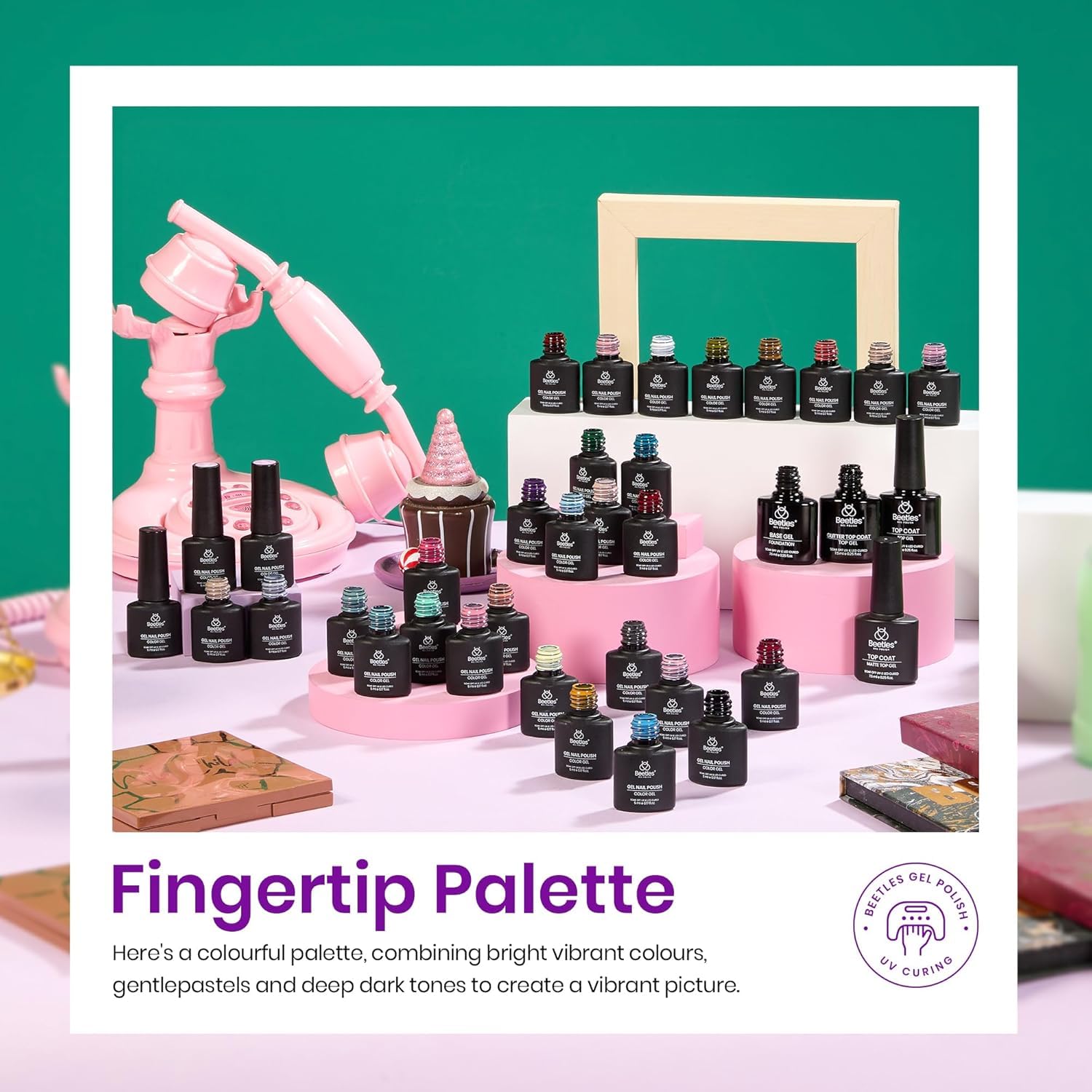 Thumbnail 5 de Beetles Gel Nail Polish Set mit 36 Farben (Basis-, Decklack, Matt- und Glitzer-Topcoat)