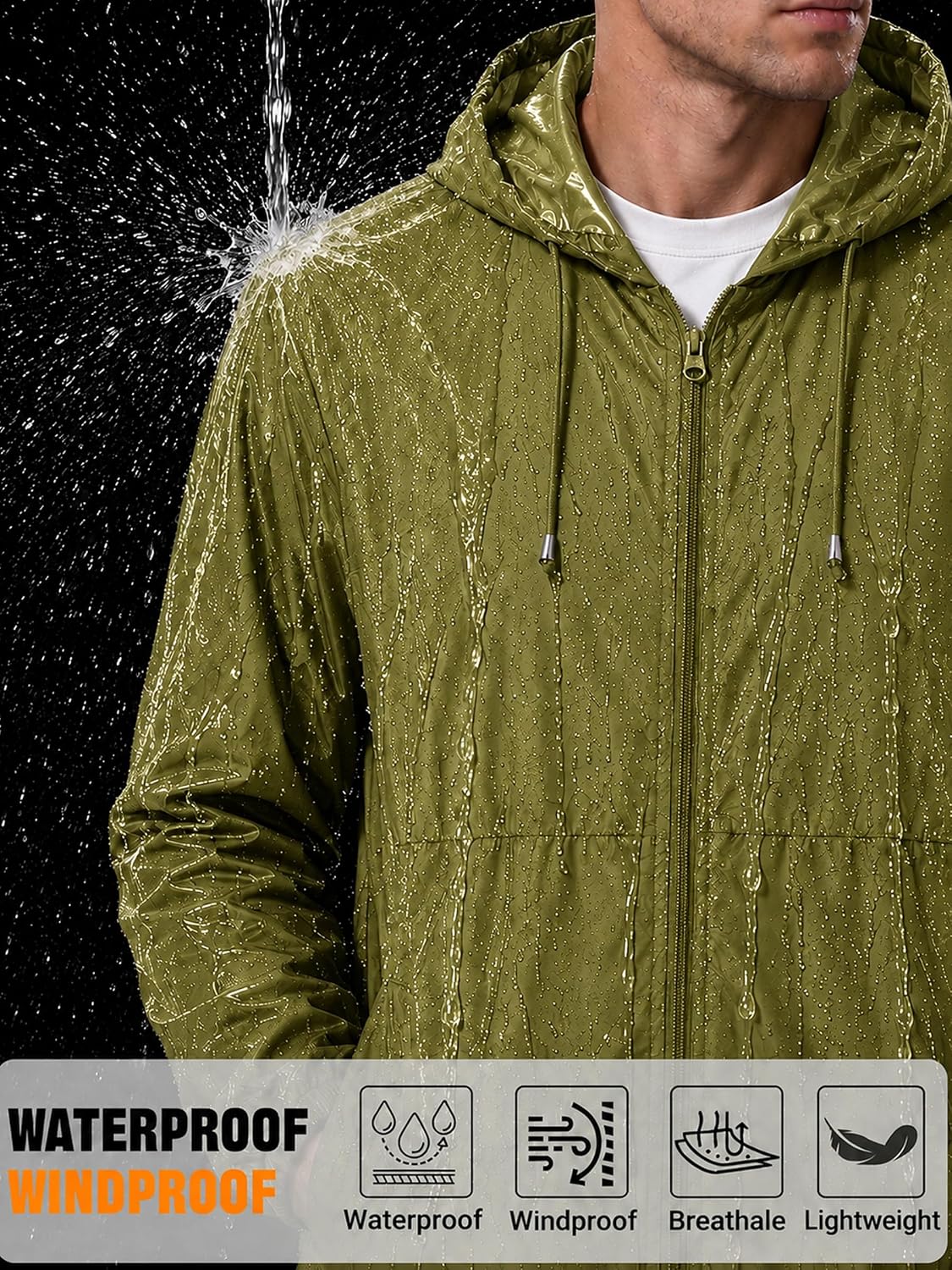 Thumbnail 2 de Uposiut Men's Rain Jacket, 10,000 mm H₂O