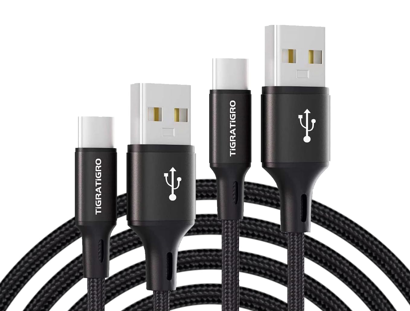 Detalle de tigratigro Cavo USB-C 2 m (2 pezzi) in nylon intrecciato con ricarica rapida e dati fino a 480 Mbps