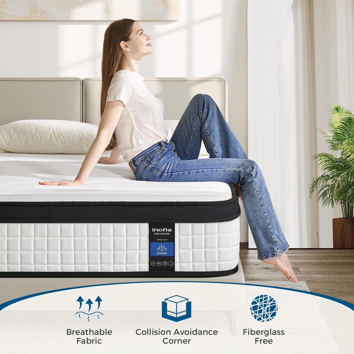 Thumbnail 5 de Inofia King Size Mattress 10.6 Inch Hybrid Mattress
