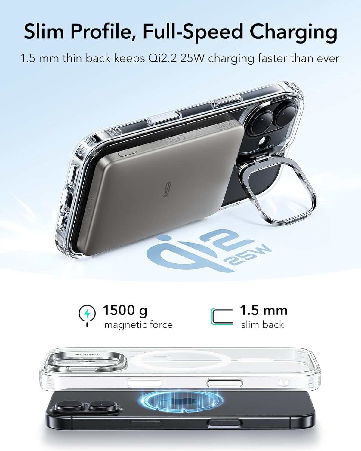 Thumbnail 5 de ESR for iPhone 17 Case (Clear) with Military-Grade Drop Protection, Stash Stand & Camera Control Cover