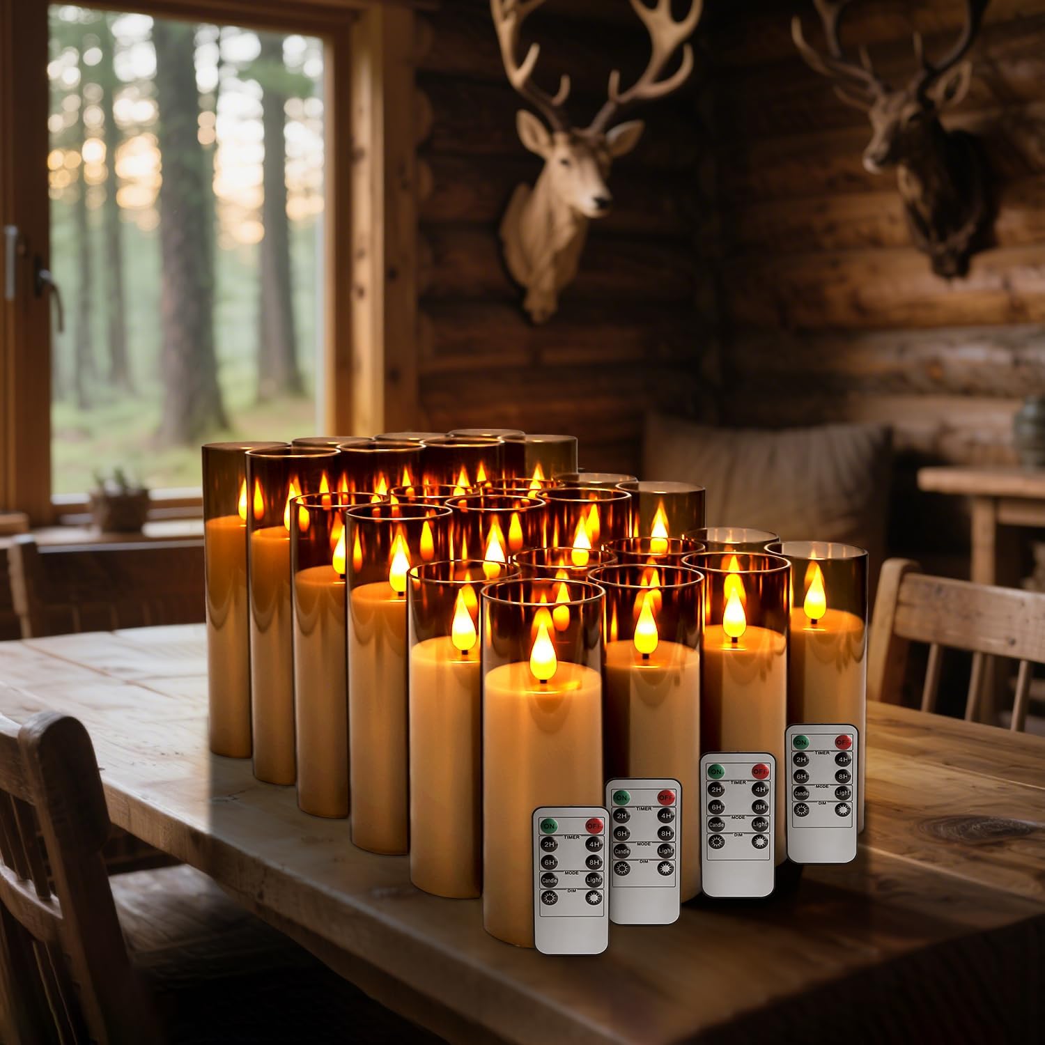 Detalle 2 de ECLHTLNY sa2SF Black LED Pillar Candles, 24-Pack, Remote, Timer & Flicker