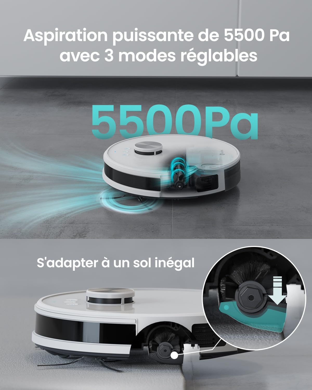 Thumbnail 6 de Lefant M1 — Robot Aspirateur-Laveur 2 en 1, 5500 Pa, Navigation LiDAR dToF, Cartographie Multi-étages et Zones Virtuelles