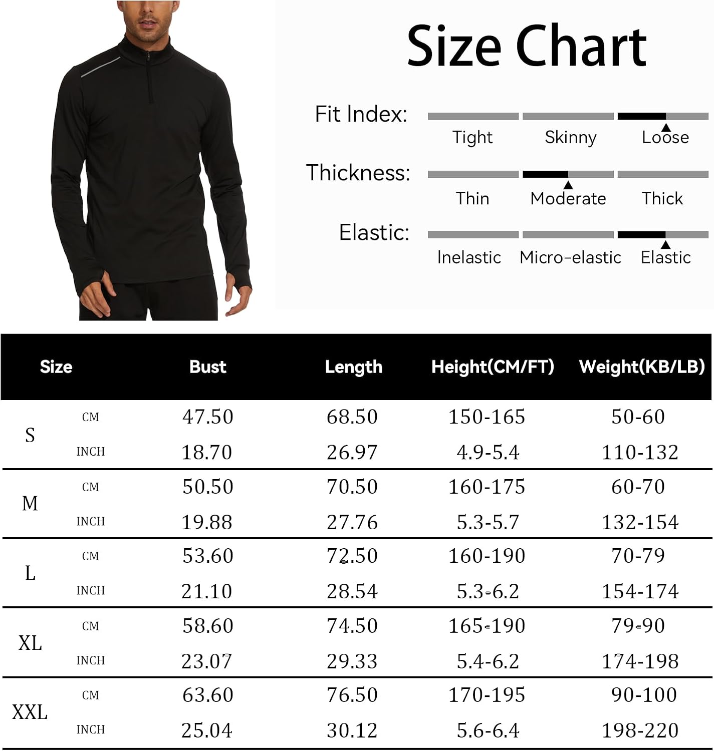 Thumbnail 5 de AMZSPORT Maglia Uomo Manica Lunga 1/4 Zip
