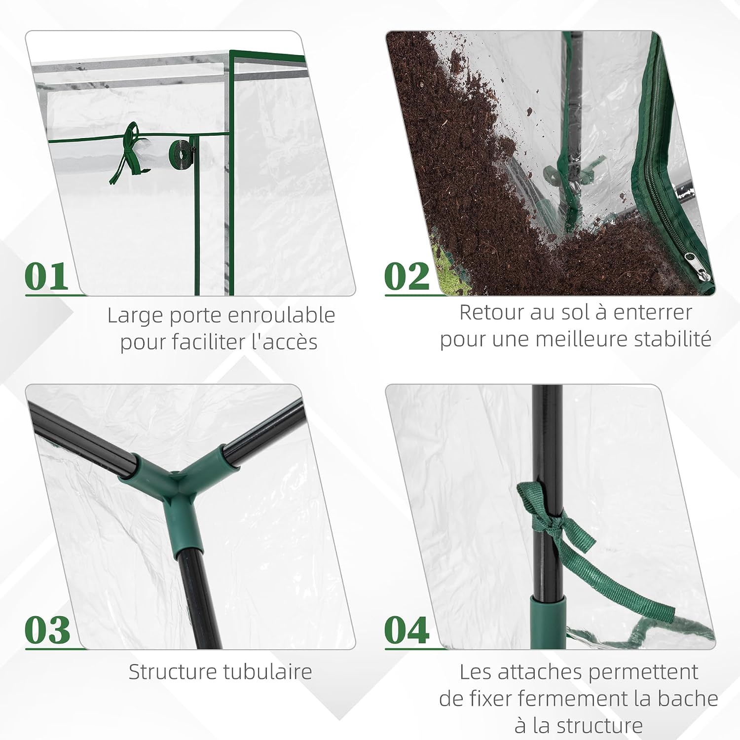 Detalle 2 de Outsunny 845-386V02 compacte broeikas met PVC-zeil en stalen frame