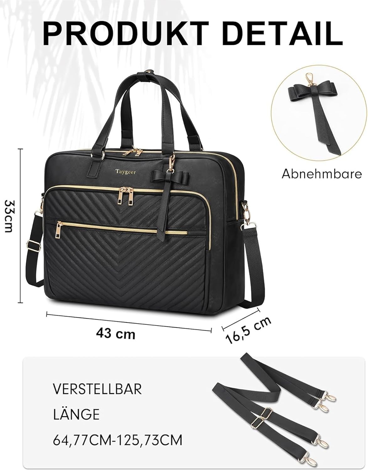 Thumbnail 4 de Taygeer laptoptas 17 inch, voor laptops tot 17,3 inch, zwart PU-leer