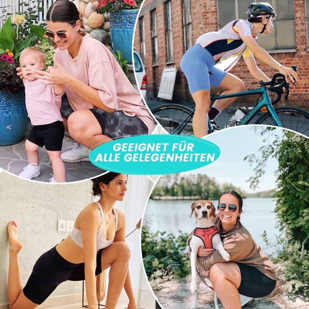 Detalle de Missluck Radlerhose Damen mit Taschen – Kurze, hohe Taille für Yoga, Gym und Sommeraktivitäten