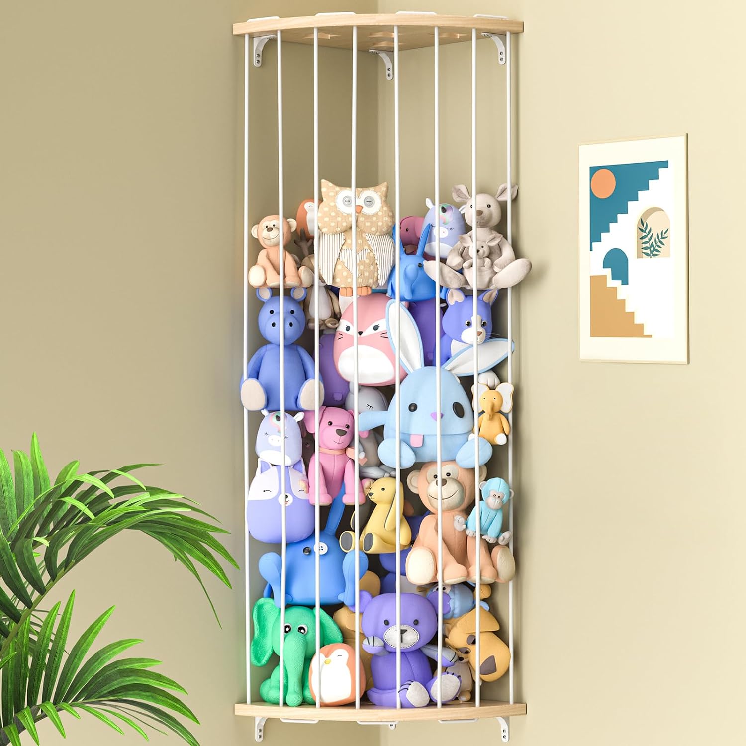 Detalle de Jtksfcl Stuffed Animal Storage Wood Corner Organizer with Adjustable Height