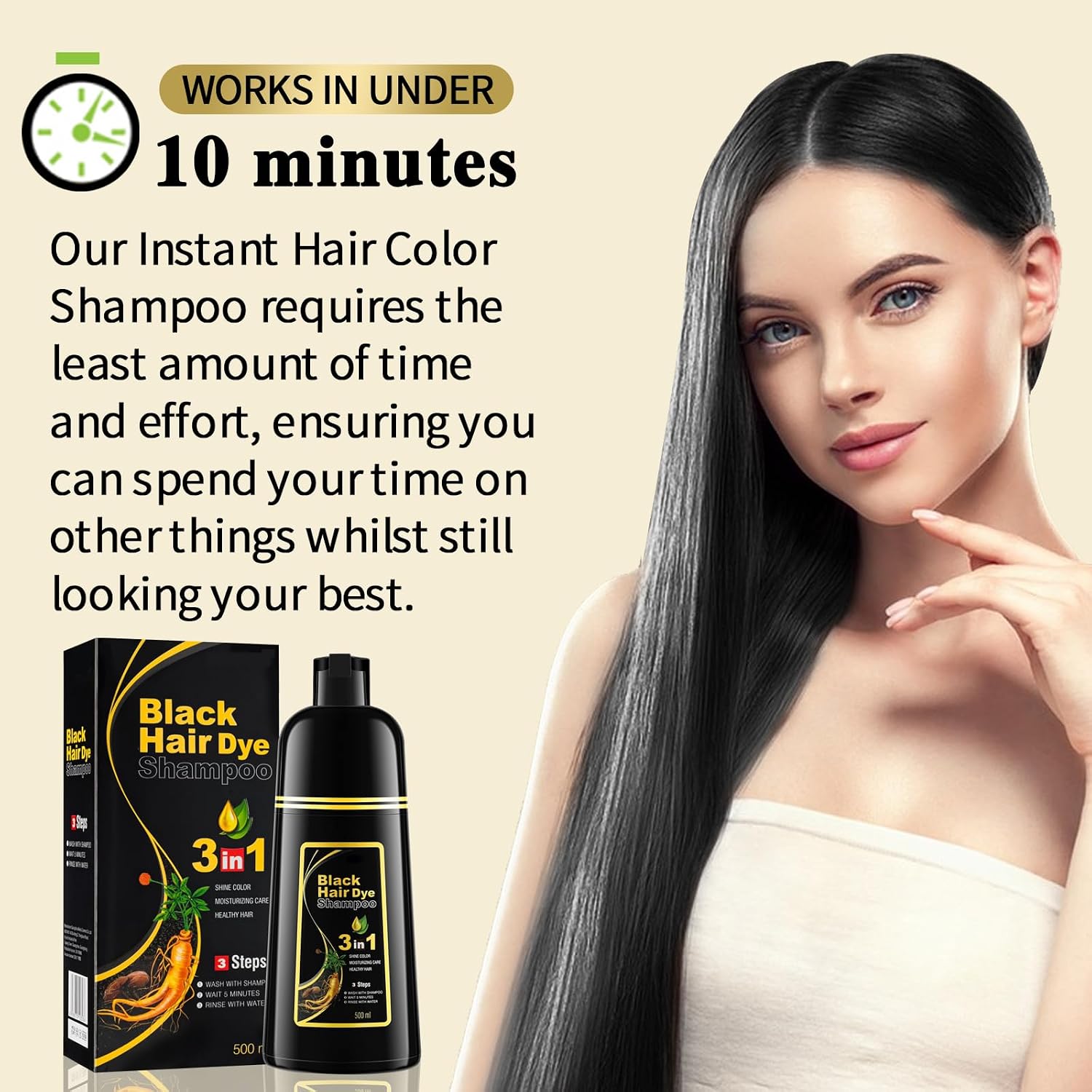 Detalle 2 de Schwarzes Haarfärbeshampoo 500ML