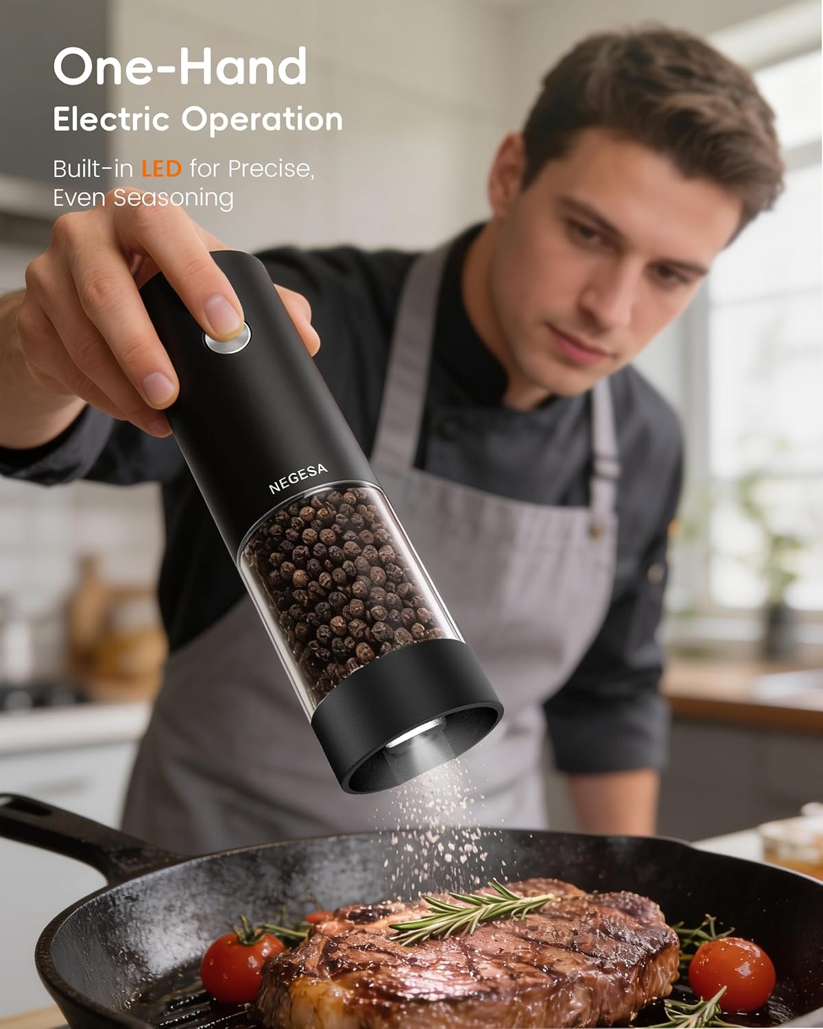 Detalle 2 de Electric Salt and Pepper Grinder Set, 140ml Capacity