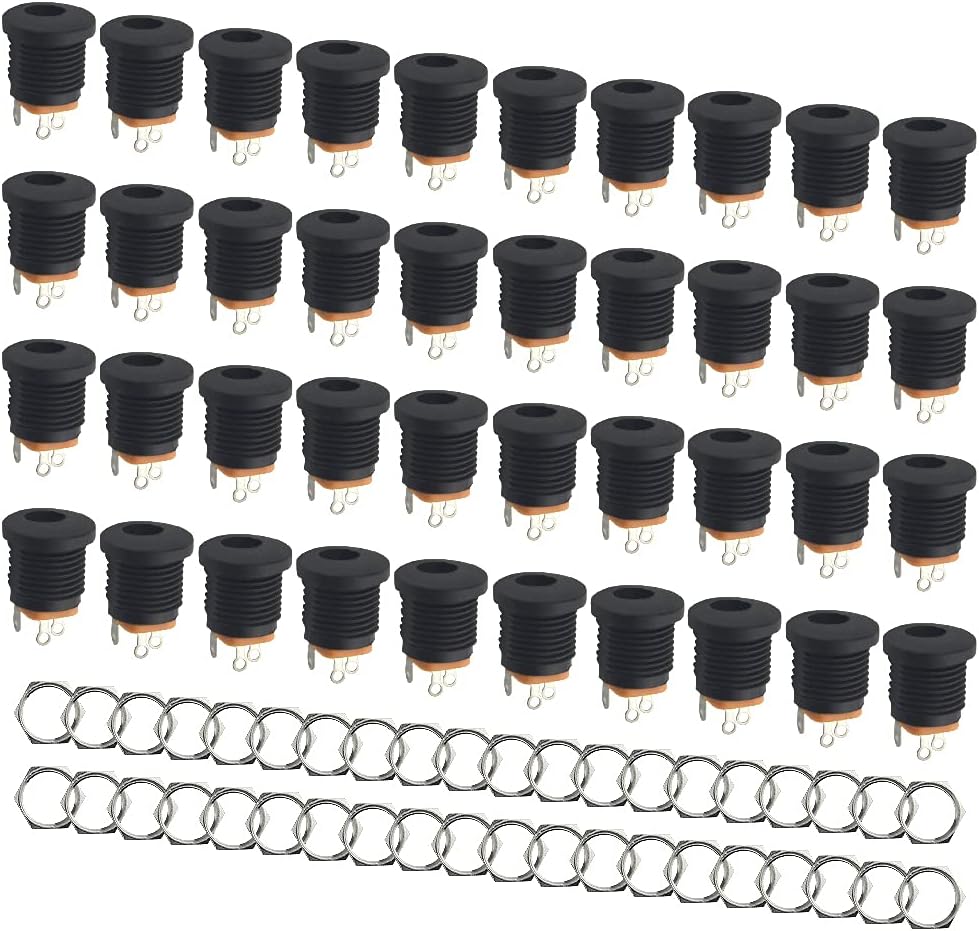 Detalle de WMYCONGCONG 40 Stück 5,5 mm x 2,1 mm DC-Strombuchse – 3-polige Panel-Mount DC-Buchse (Weiblich)