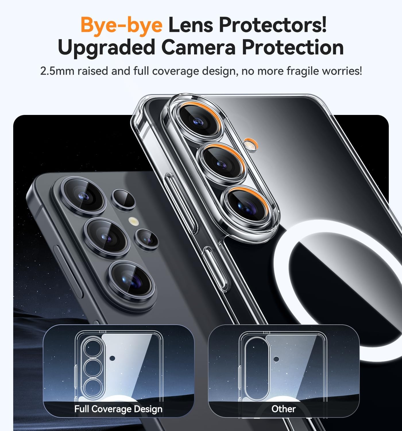 Detalle de CANSHN Cover Magnetica Trasparente per Samsung Galaxy S26 (6.3”) con Airbag, compatibile MagSafe