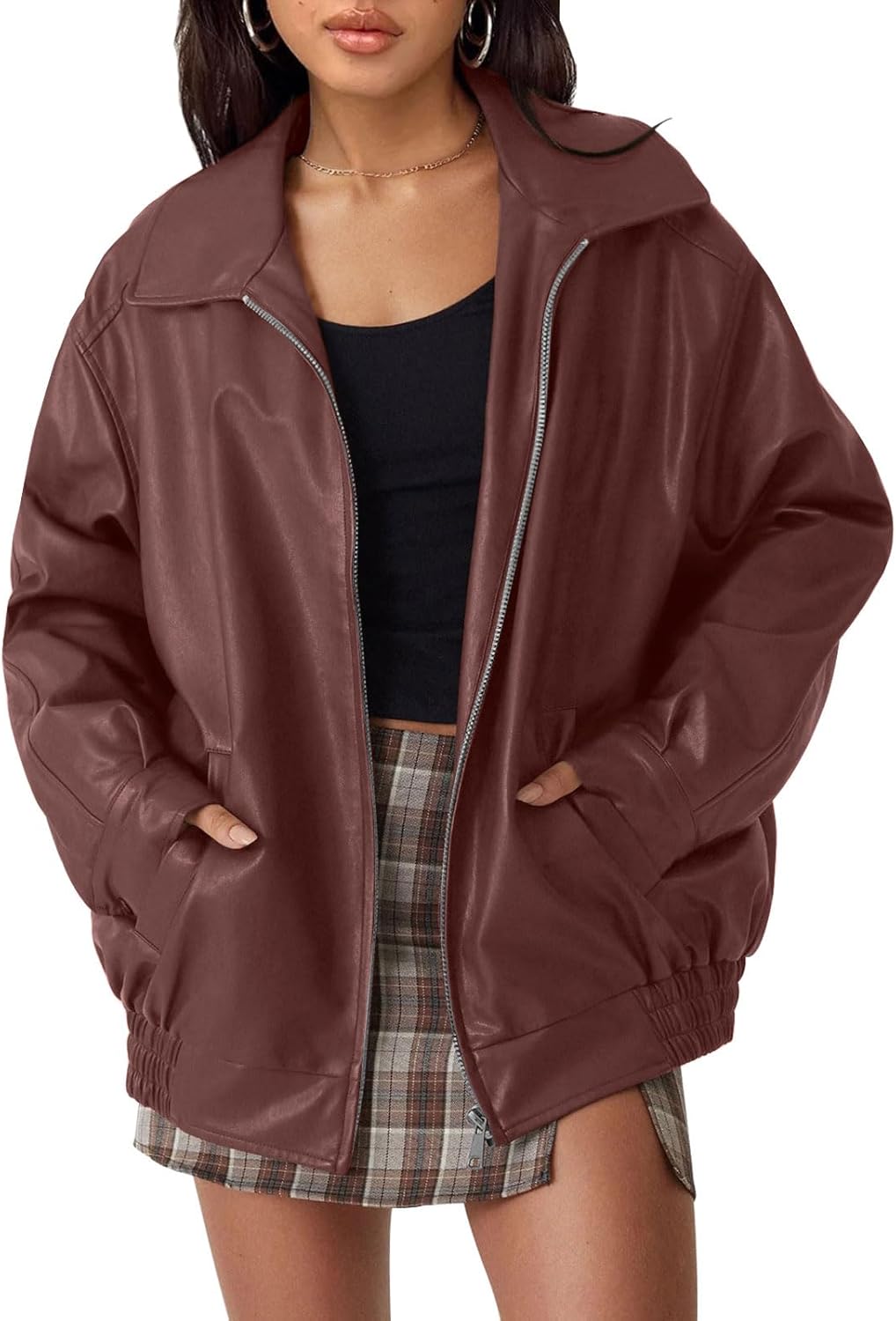 Thumbnail 6 de AUTOMET Women's Oversized Faux Leather Jacket