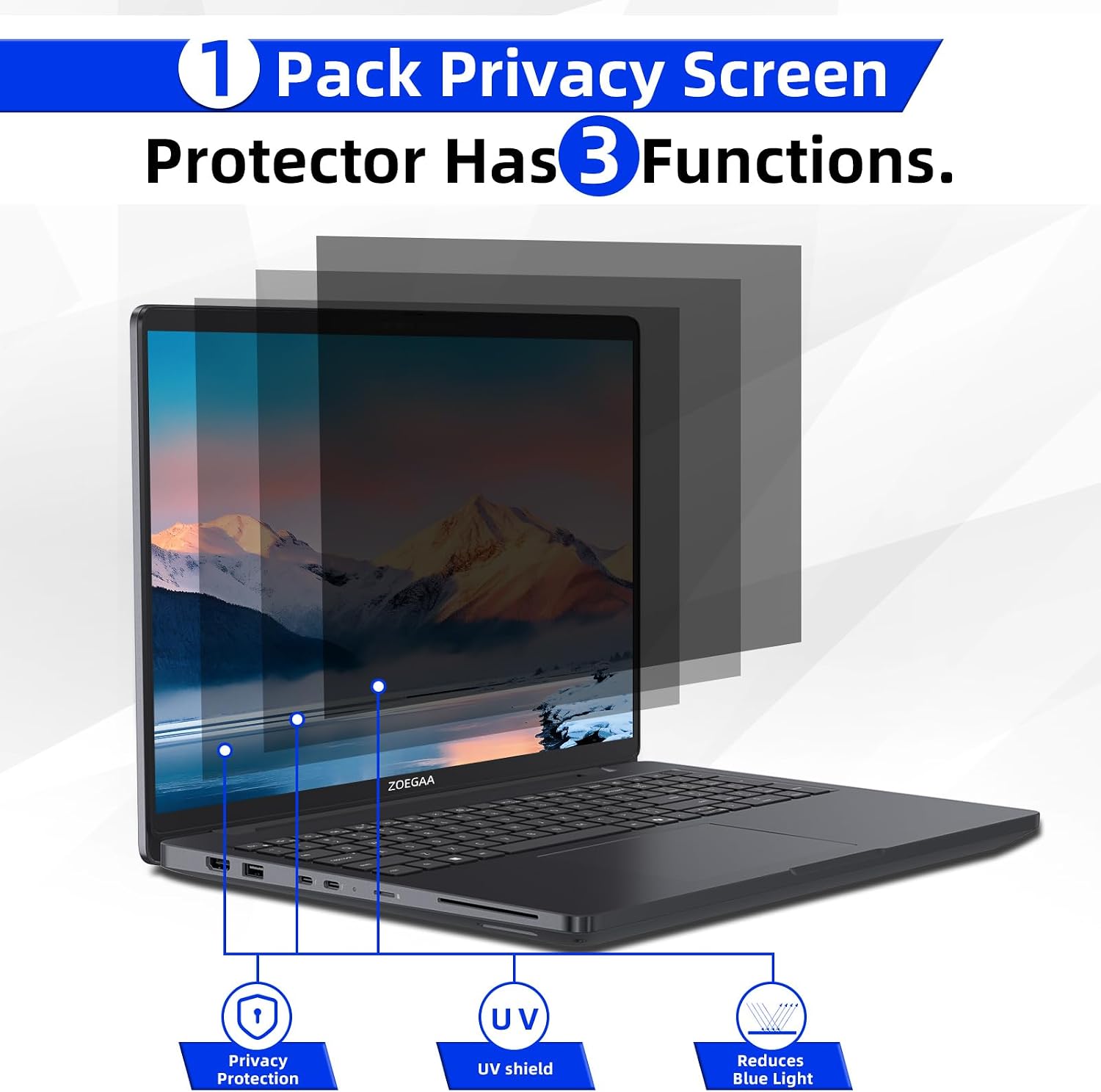 Thumbnail 6 de ZOEGAA 4-way 360° Privacy Screen for 14-inch 16:10 Laptops (Removable, Anti-Glare & Blue Light)