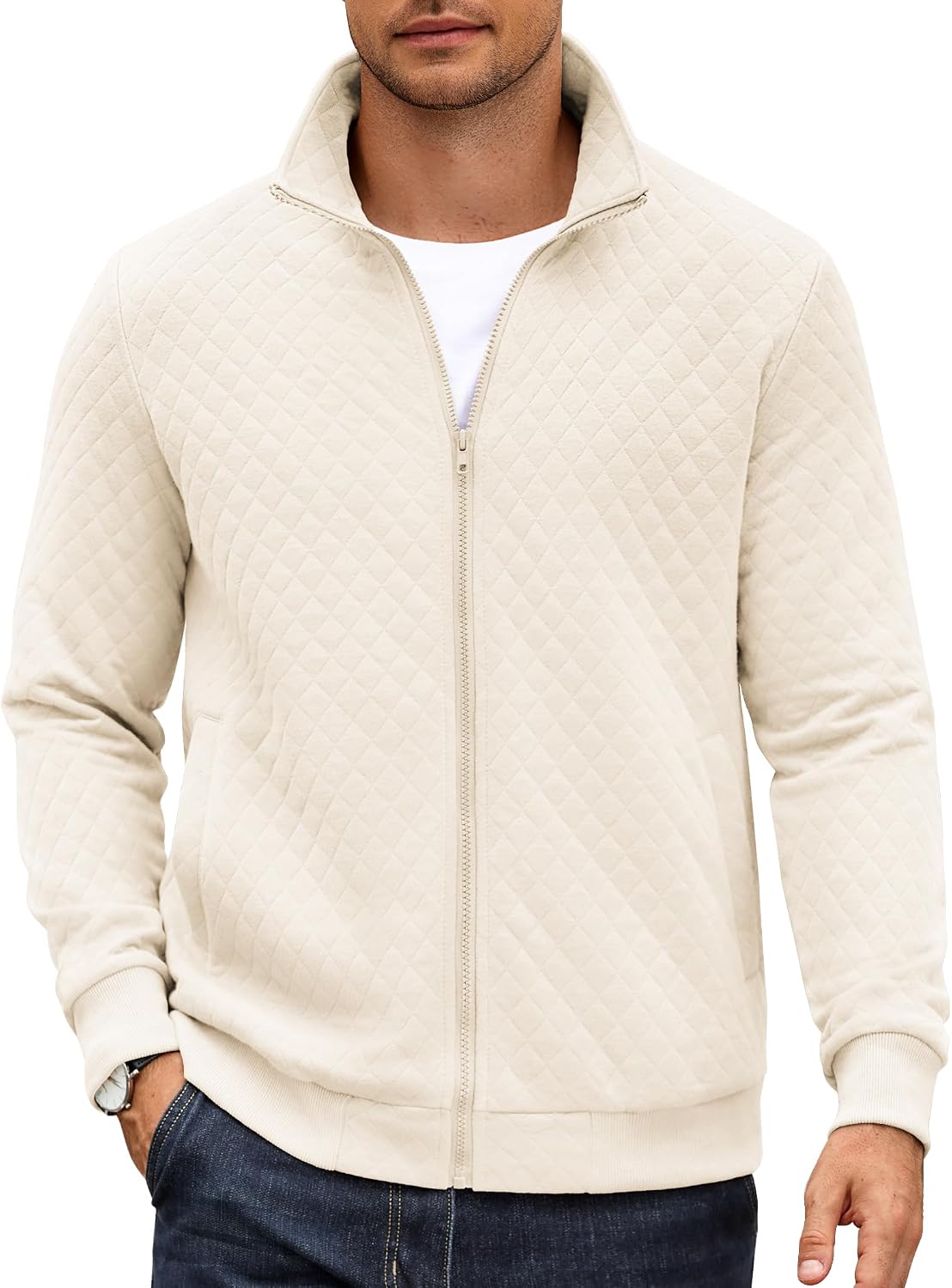 Thumbnail 2 de COOFANDY Zip Up Quilted Mock Neck Jacket