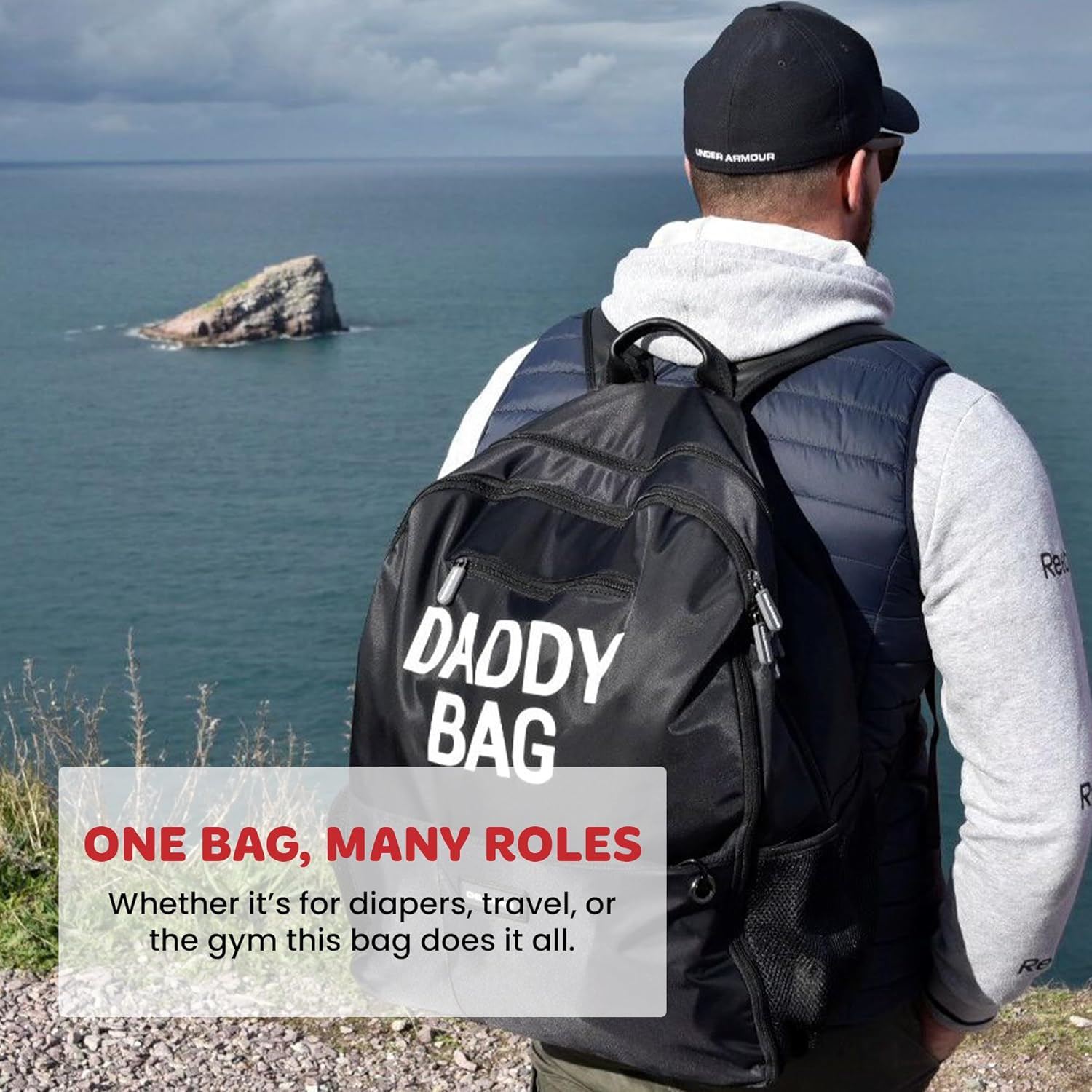 Thumbnail 3 de CHILDHOME Sac À Dos À Lange – Sac Voyage 35 L Noir, grande contenance, design belge