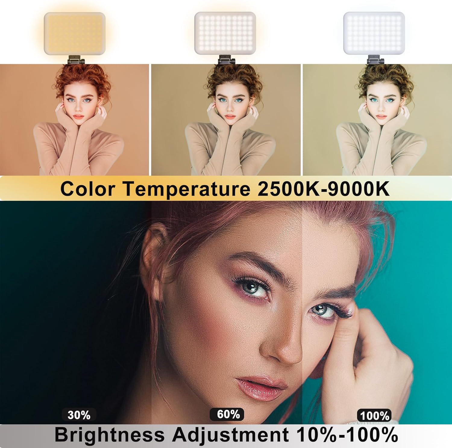 Thumbnail 2 de 60 LEDs Selfie Light 3‑mode, Rechargeable Clip‑on