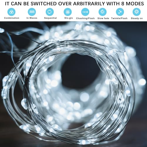 Thumbnail 2 de Knasin 120 LED Solar Fairy Lights Outdoor – 2 Pack, 24m/80ft, 8 Modes with 8-Hour Timer, IP65 Waterproof